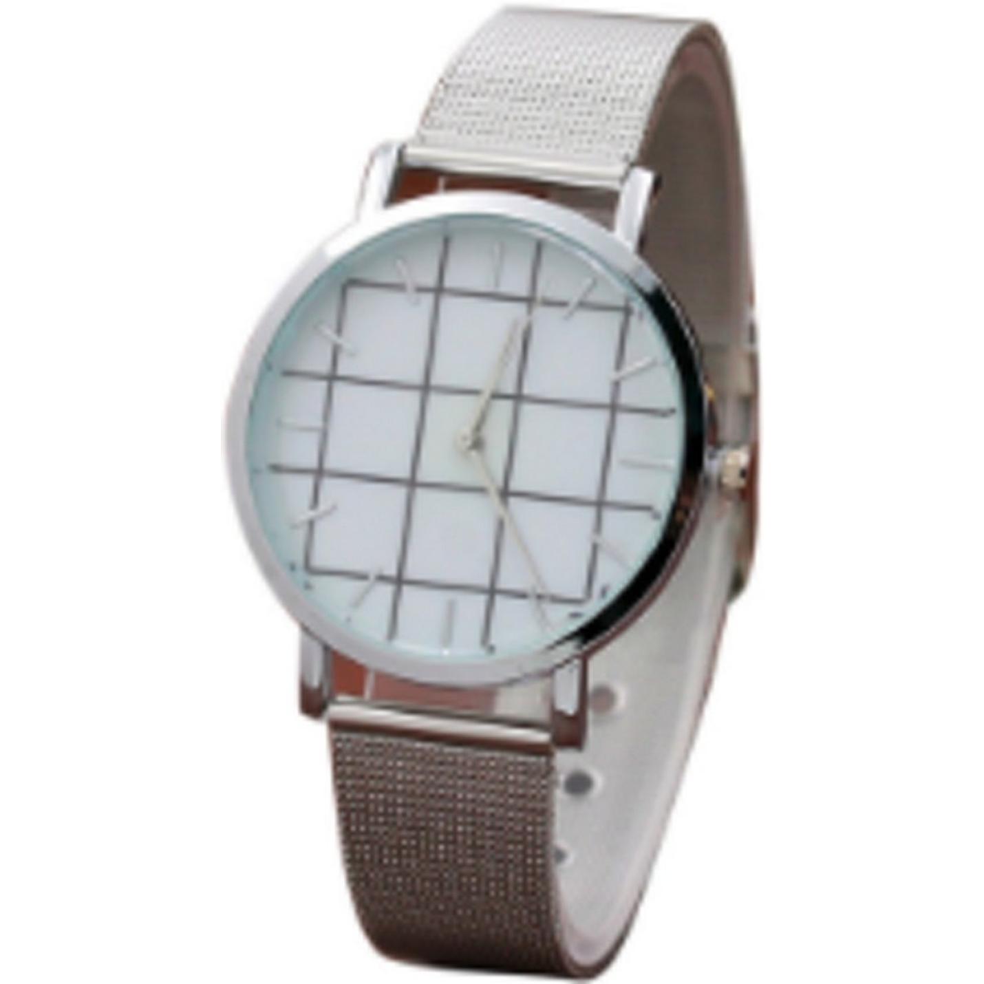 Hidzo Horloge Vakjes ø 37 mm - Zilver - Kunstleer