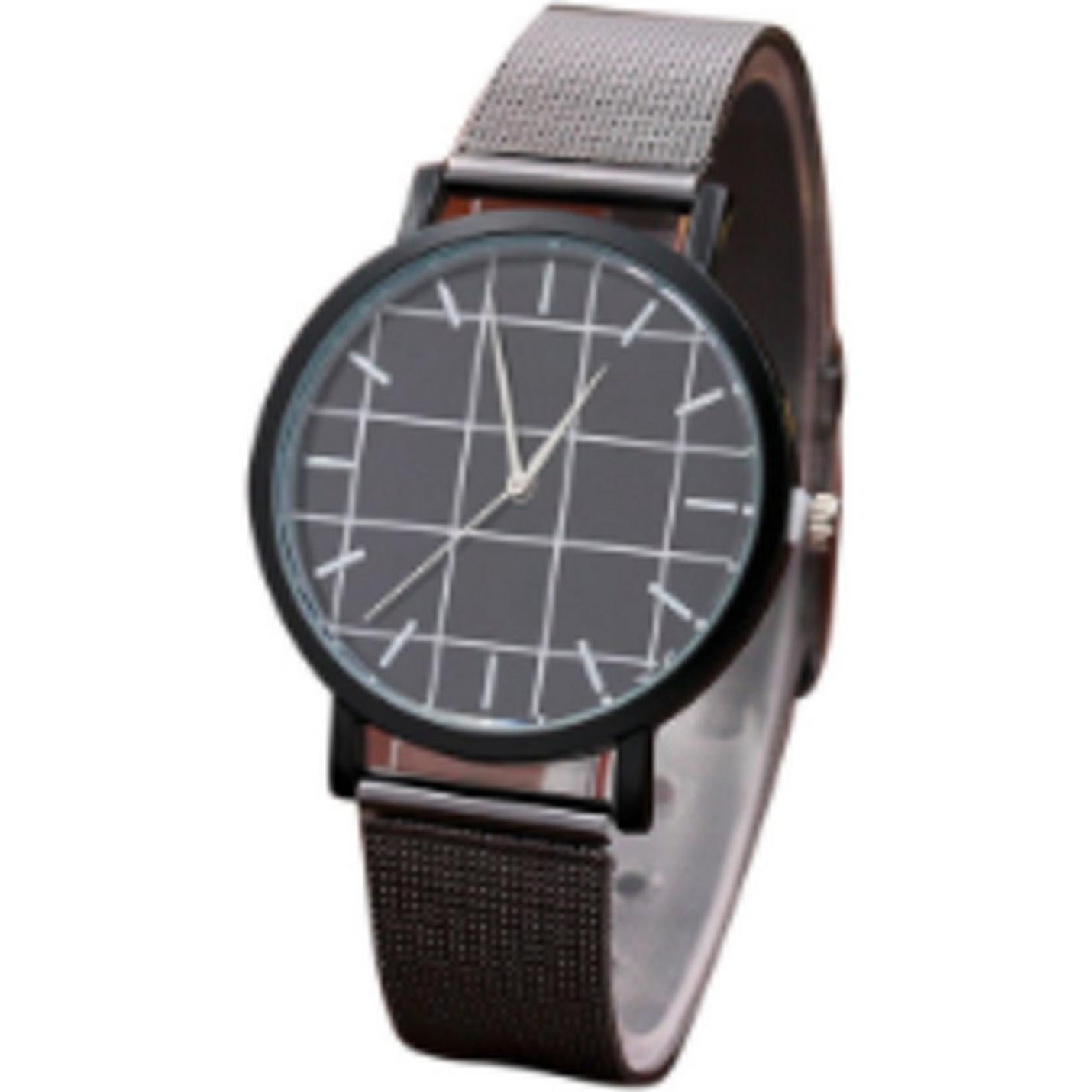Hidzo Horloge Vakjes ø 37 mm - Zwart - Kunstleer