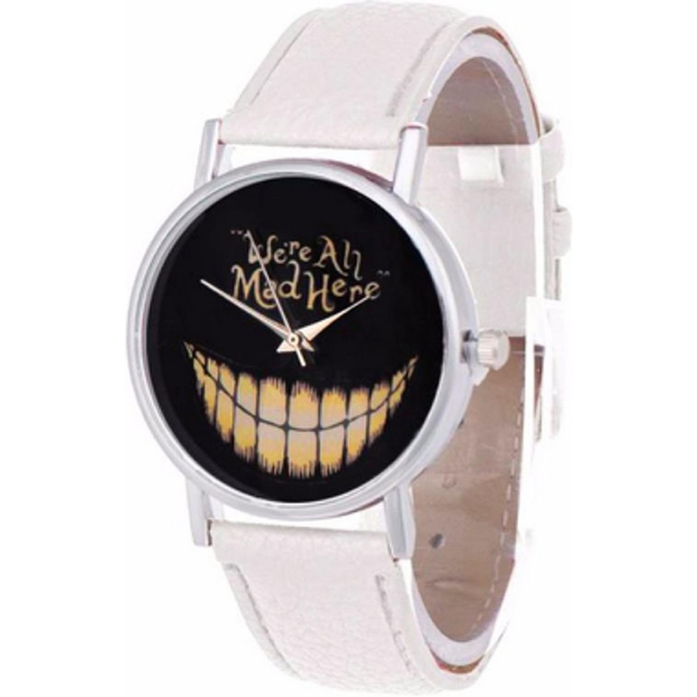 Hidzo Horloge We're All Mad Here ø 37 mm - Wit - Kunstleer
