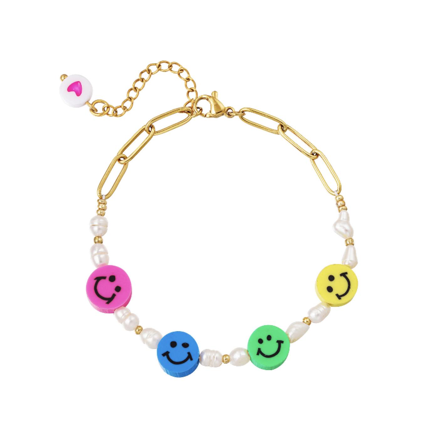 Armband Smiley - Goud - RVS - Verstelbaar