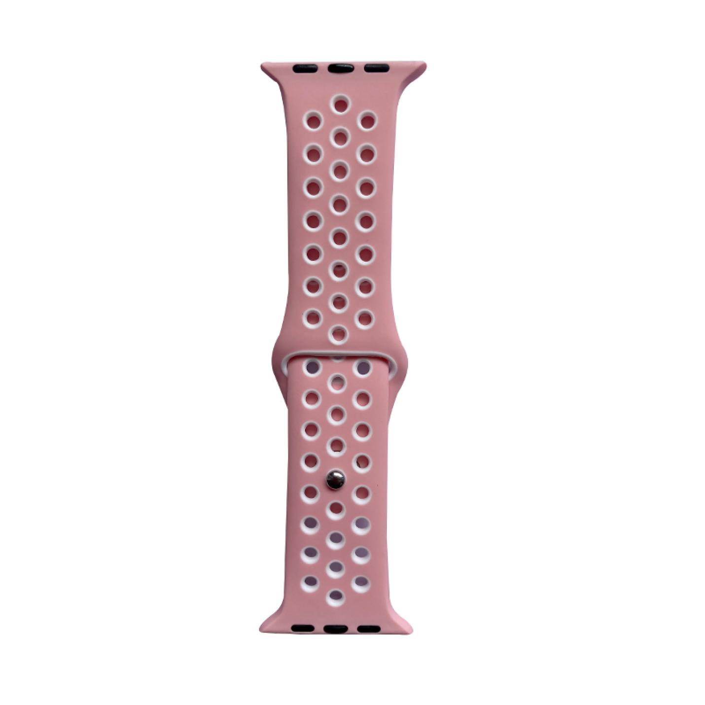 Hidzo Horlogebandje - Geschikt Voor Apple Watch Series 1/2/3/4 - 42MM / 44MM - Siliconen - Roze/Wit