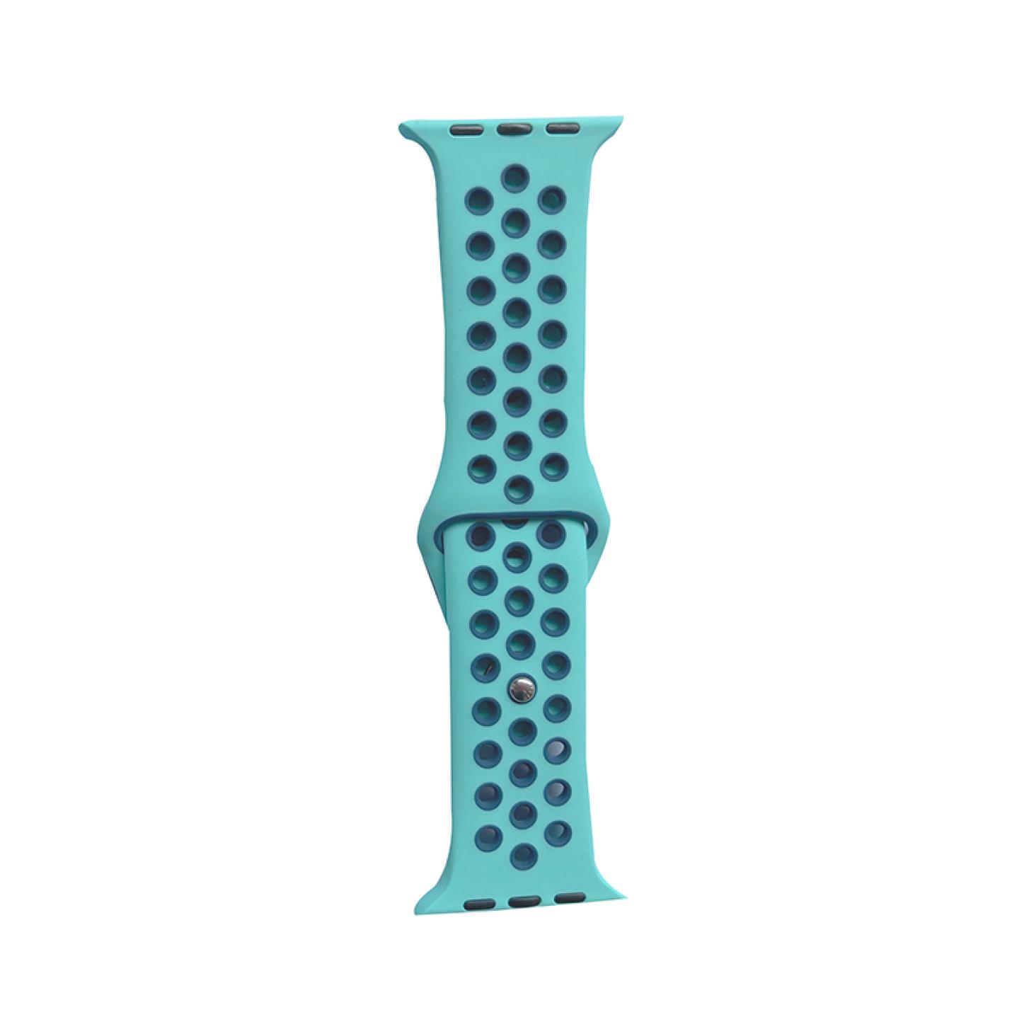 Hidzo Horlogebandje - Geschikt Voor Apple Watch Series 1/2/3/4 - 42MM / 44MM - Siliconen - Turquoise/Blauw