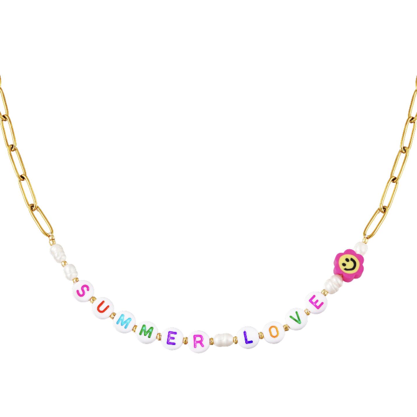 Summer Love Ketting - Yehwang - Sieraden - Juwelen - Goudkleurig - Stainless Steel - Polymer Clay - Pearl