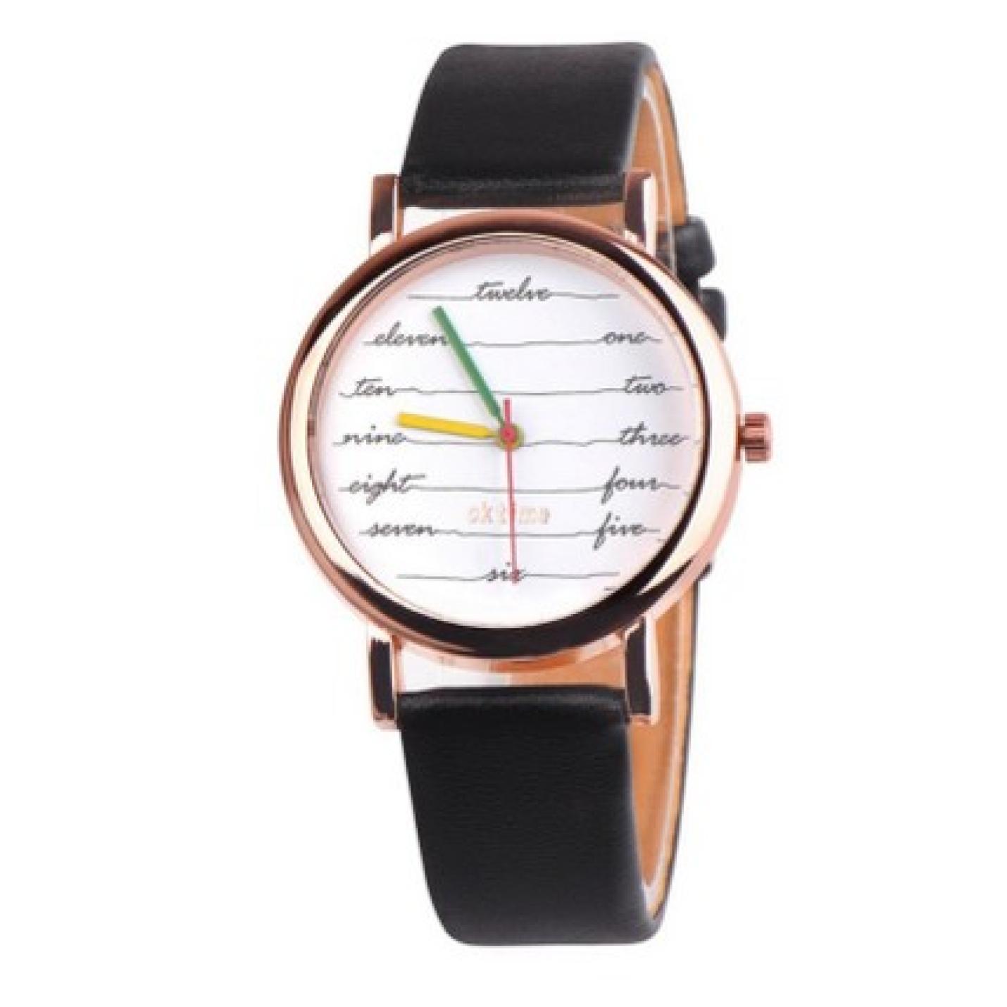 Hidzo Horloge Every Hour ø 37 mm - Zwart - Kunstleer