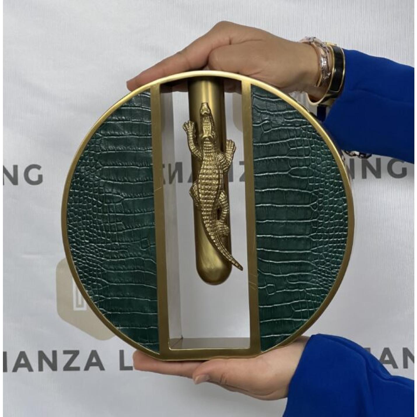Exclusieve Gouden Vaas – Groen detail – H25cm – Manza Living 3