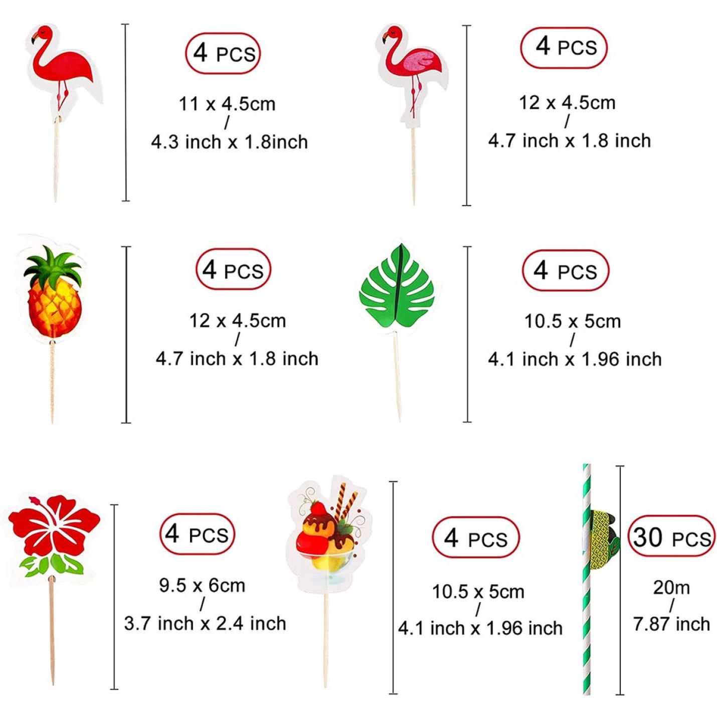 Feestdecoratieset | 109-delig | Hawaii Tafelrok | Palmbladeren | Herbruikbaar | Cocktailparaplu | Rietjes | Bloemen | Kunststof | Zomerfeest | Themafeest 3