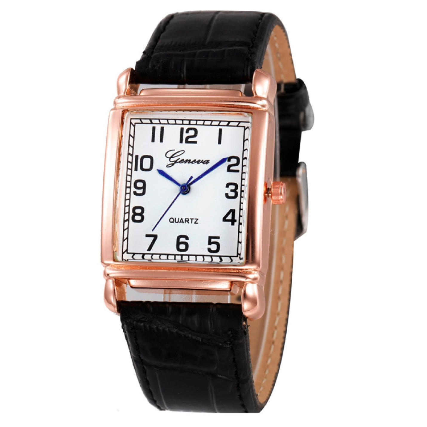 Hidzo Horloge Geneva Quartz 37 29 Zwart Kunstleer Hidzo