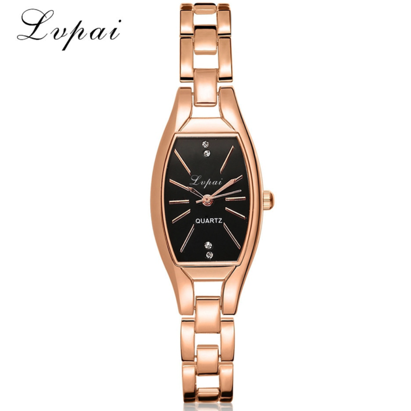 Hidzo Horloge LVPAI Quartz Ø 28/20 - Rose/Zwart - Staal