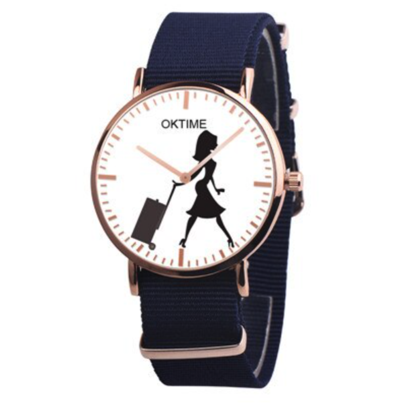 Hidzo Horloge Oktime Reizen Ø 41 - Donkerblauw