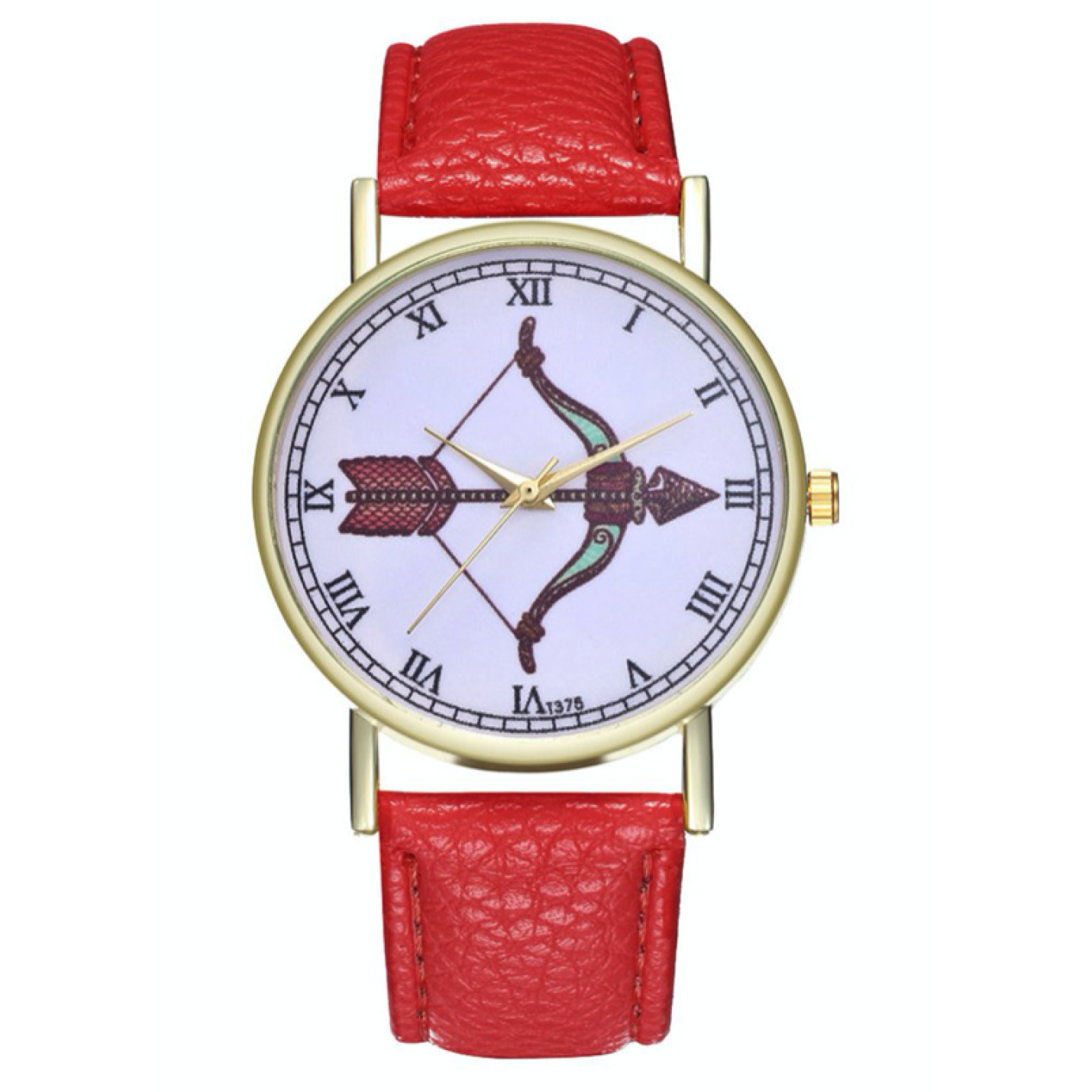 Hidzo Horloge Pijl en Boog Ø 38 - Rood - Kunstleer