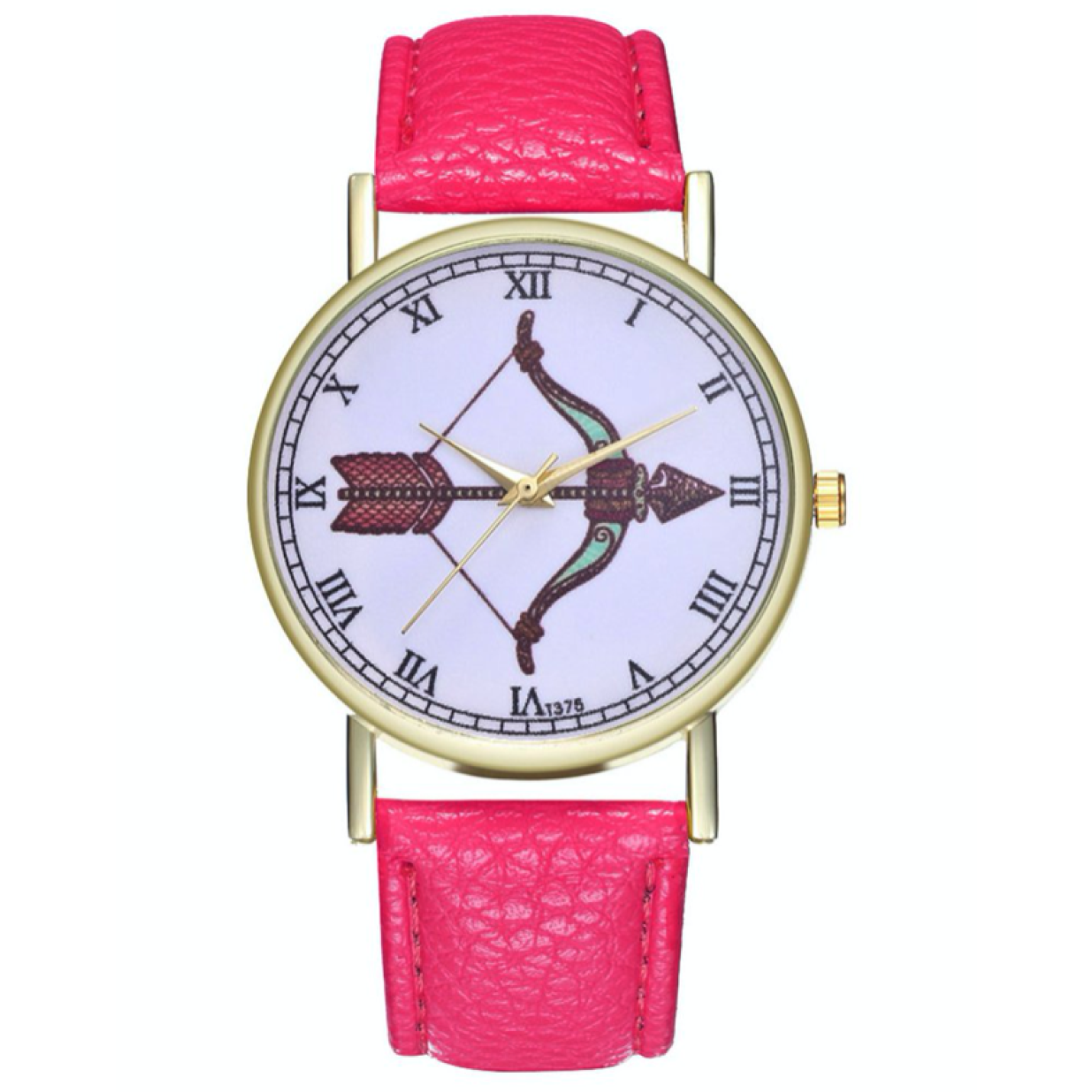 Hidzo Horloge Pijl en Boog Ø 38 - Roze - Kunstleer
