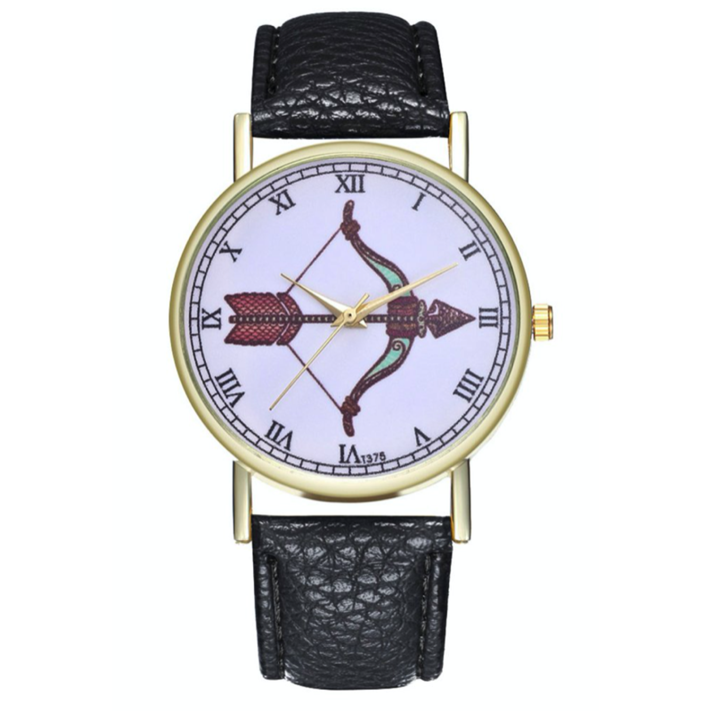 Hidzo Horloge Pijl en Boog Ø 38 - Zwart - Kunstleer