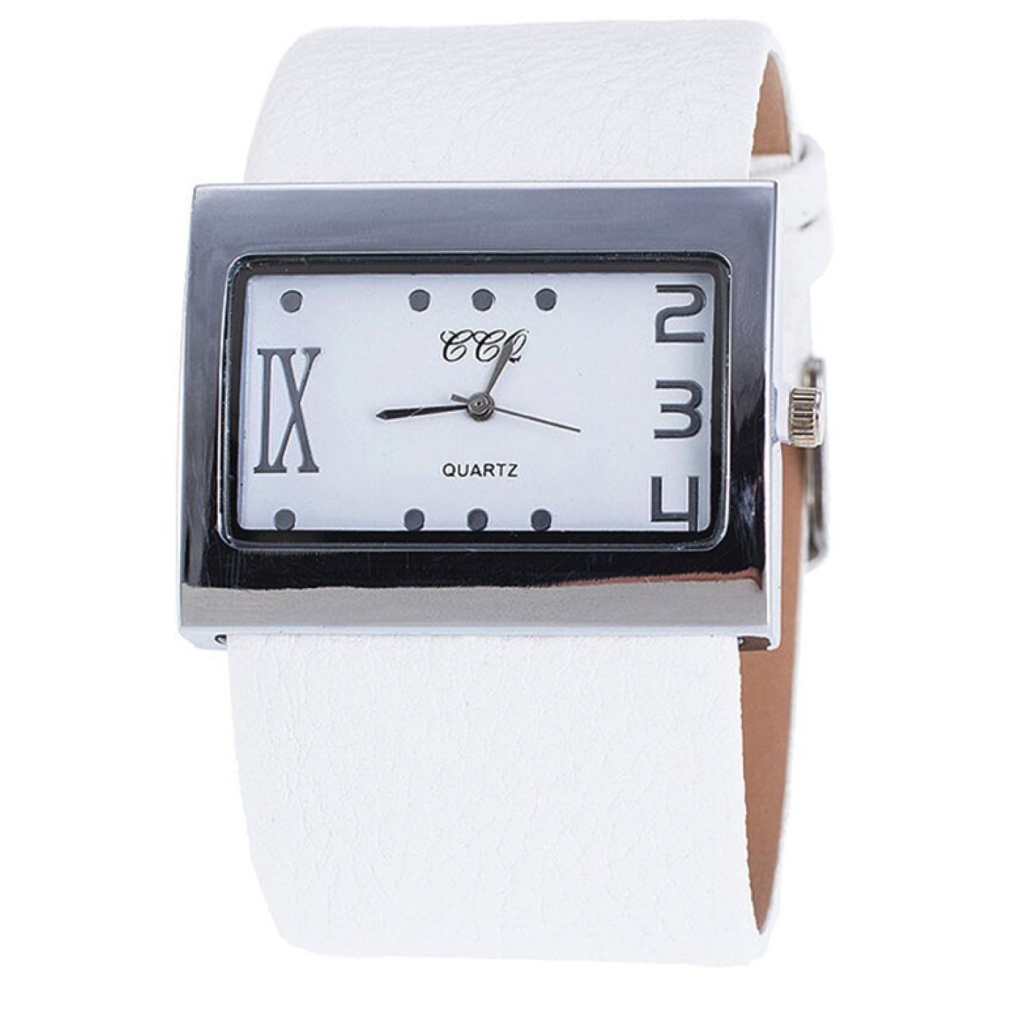 Hidzo Horloge Quartz Analoog Ø 40/31 - Wit - Kunstleer