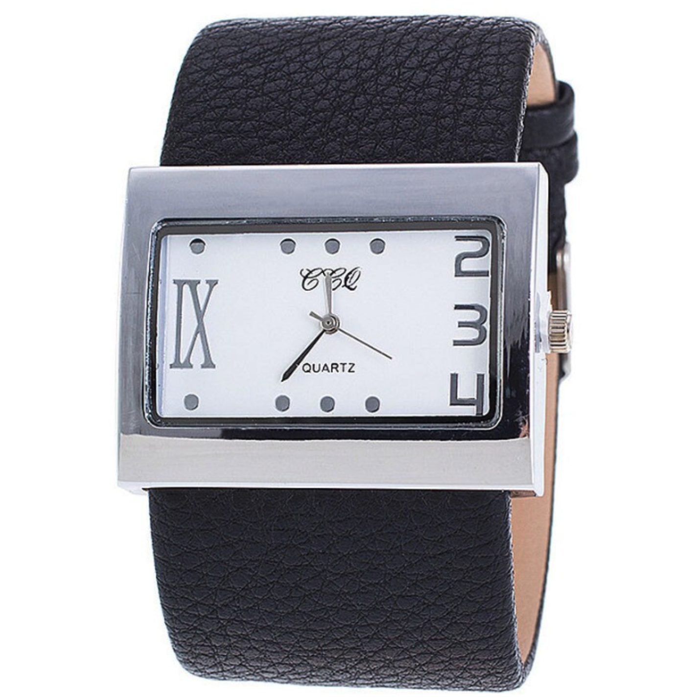 Hidzo Horloge Quartz Analoog Ø 40/31 - Zwart - Kunstleer