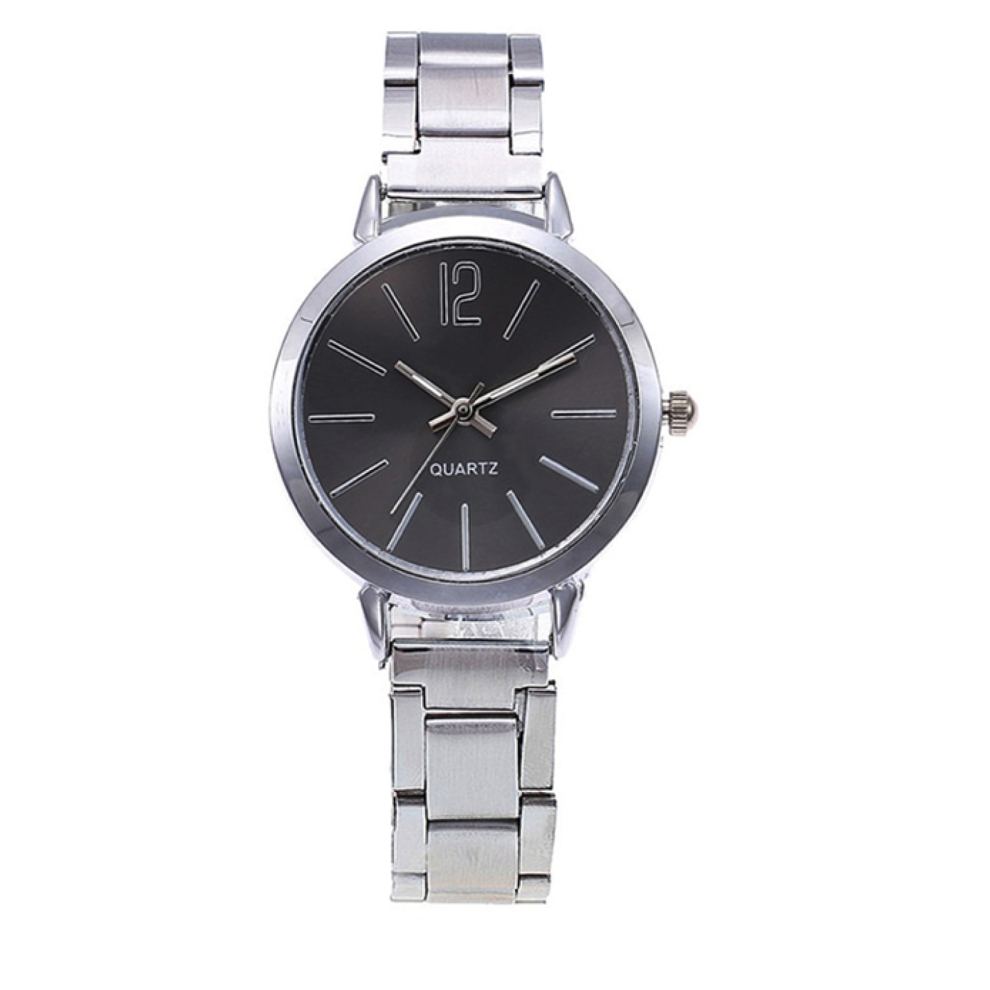 Hidzo Horloge Quartz Ø 29 - Zilver/Zwart - Staal