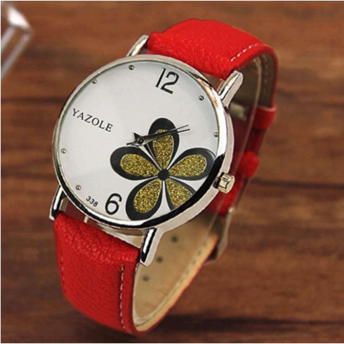 Hidzo Horloge Yazole Bloem 37 Rood Wit Goud Hidzo