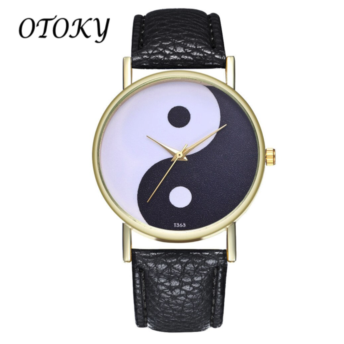 Hidzo Horloge Yin Yang Ø 39 - Zwart/Wit - Kunstleer