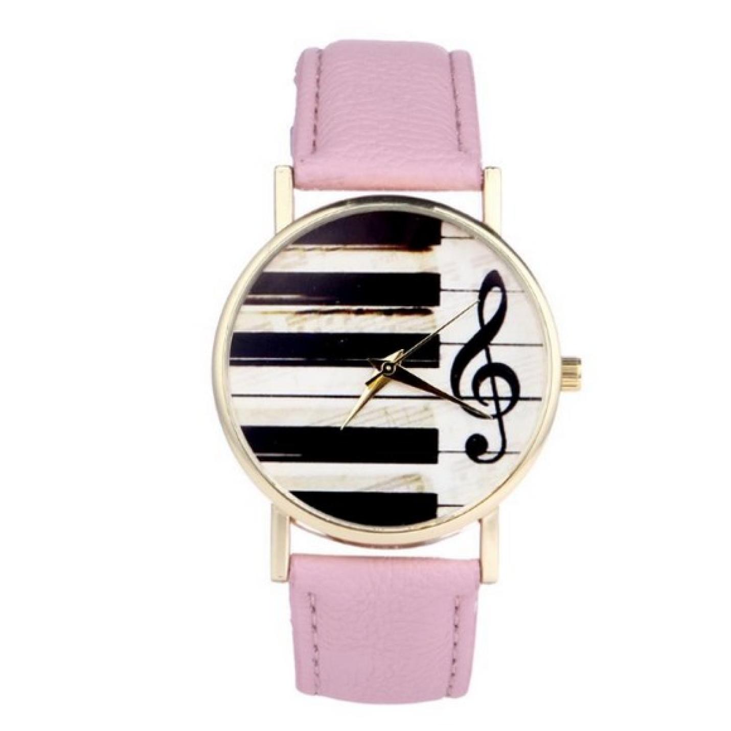 Hidzo Horloge Piano - Ø 37 mm - Roze - Kunststof