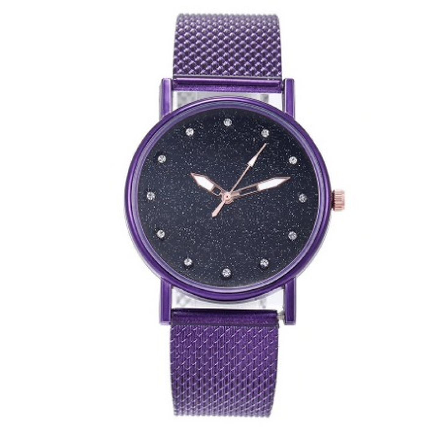 Hidzo Horloge Sterren Quartz ø 37 mm - Paars - Staal