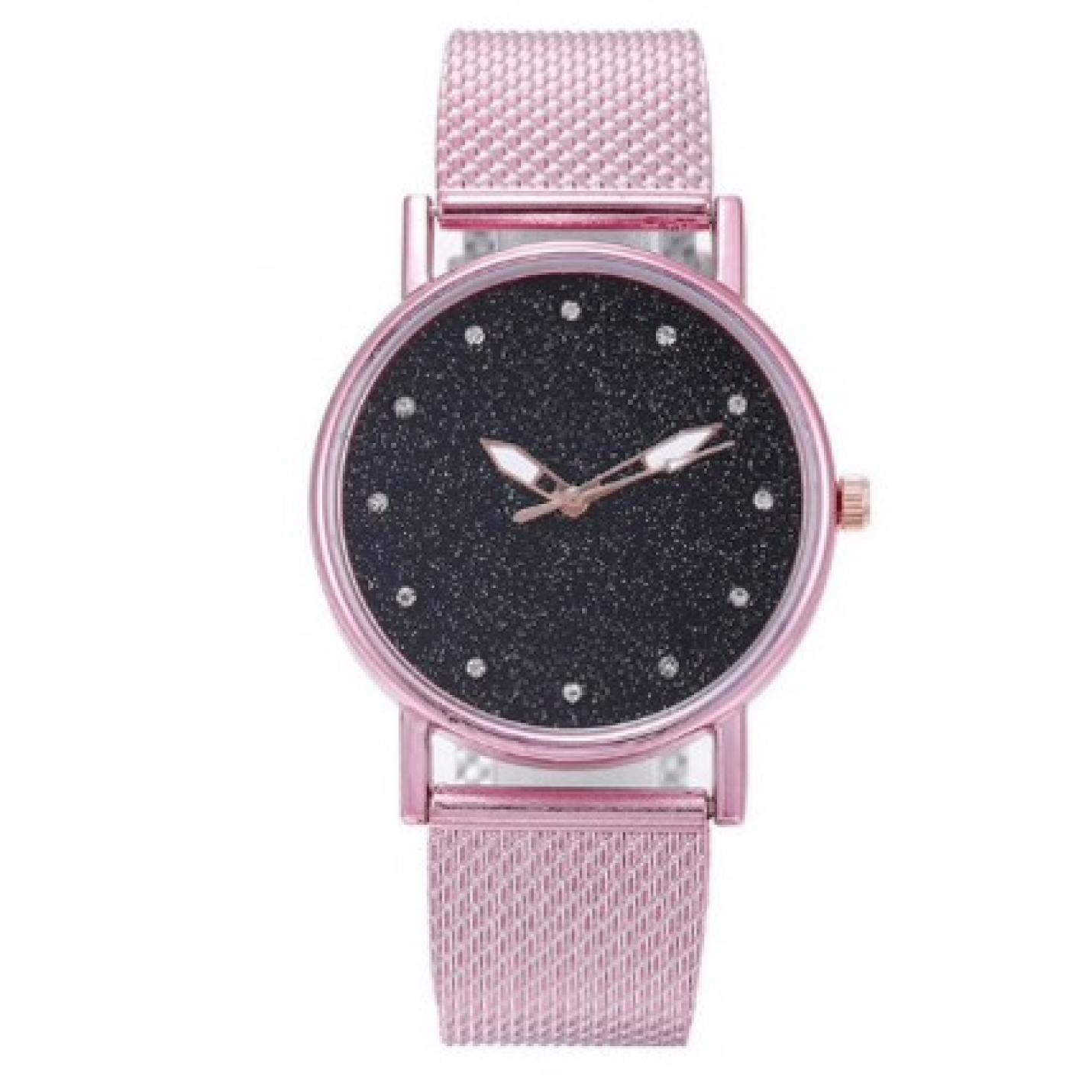 Hidzo Horloge Sterren Quartz ø 37 mm - Roze - Staal