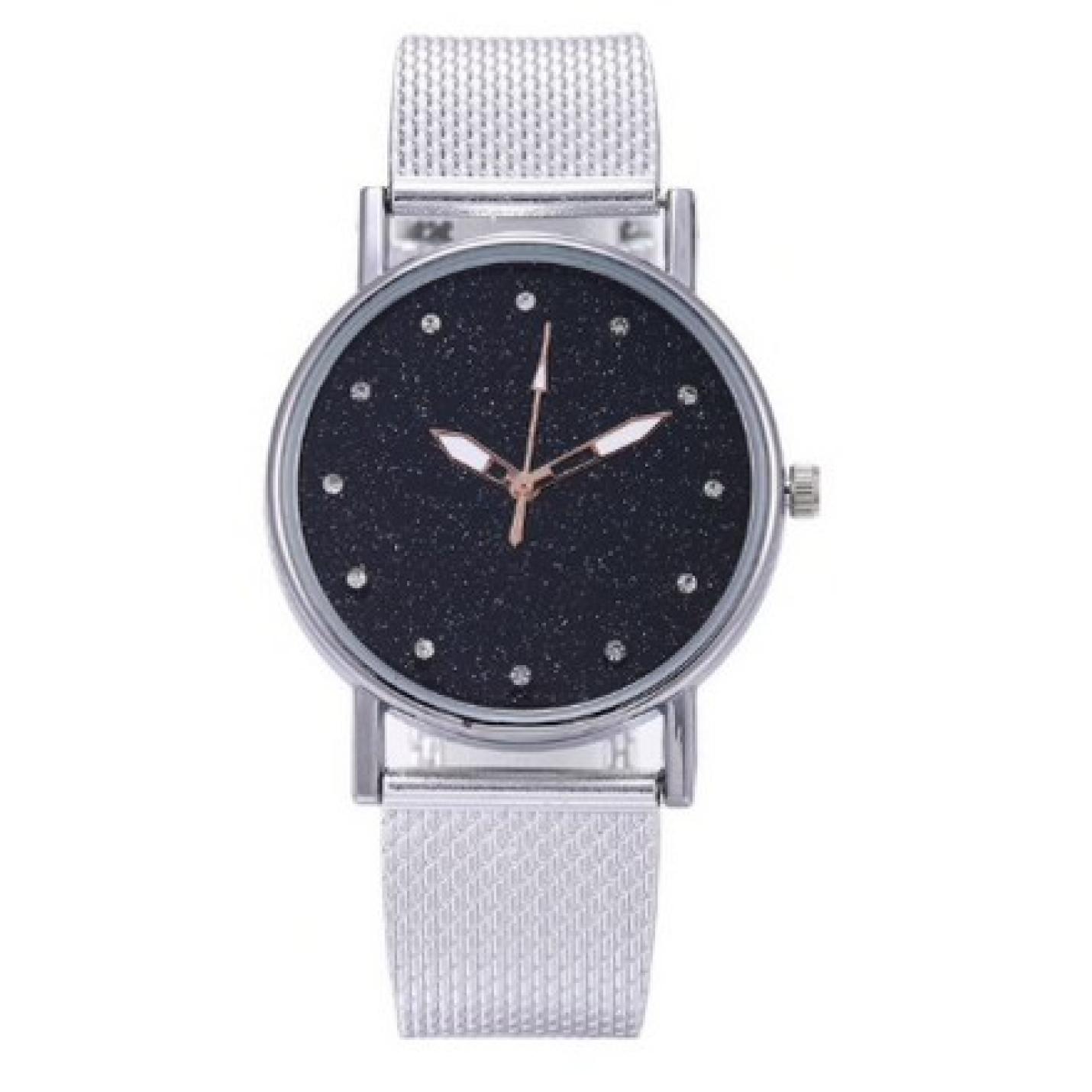 Hidzo Horloge Sterren Quartz ø 37 mm - Zilverkleurig - Staal