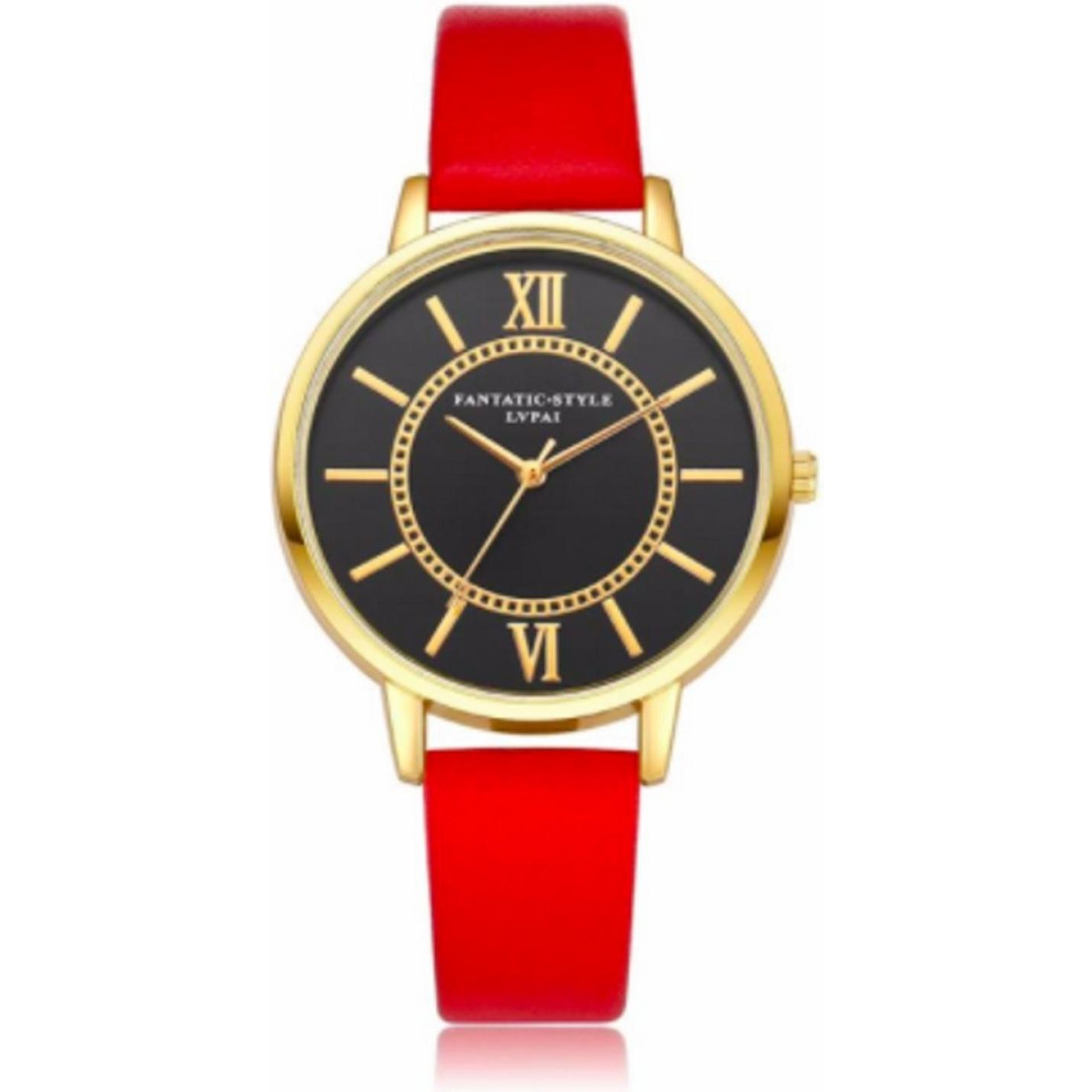 Hidzo Horloge LVPAI ø 37 mm - Rood - Kunstleer