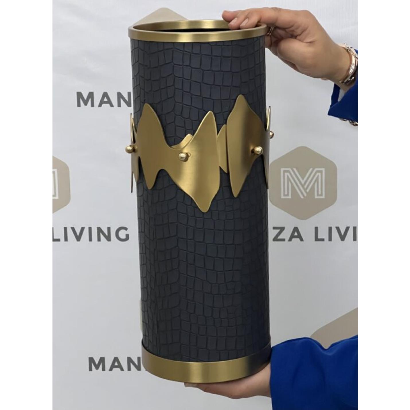 Luxe Blauwe Vaas - Goud Detail - H40cm - Manza Living 3