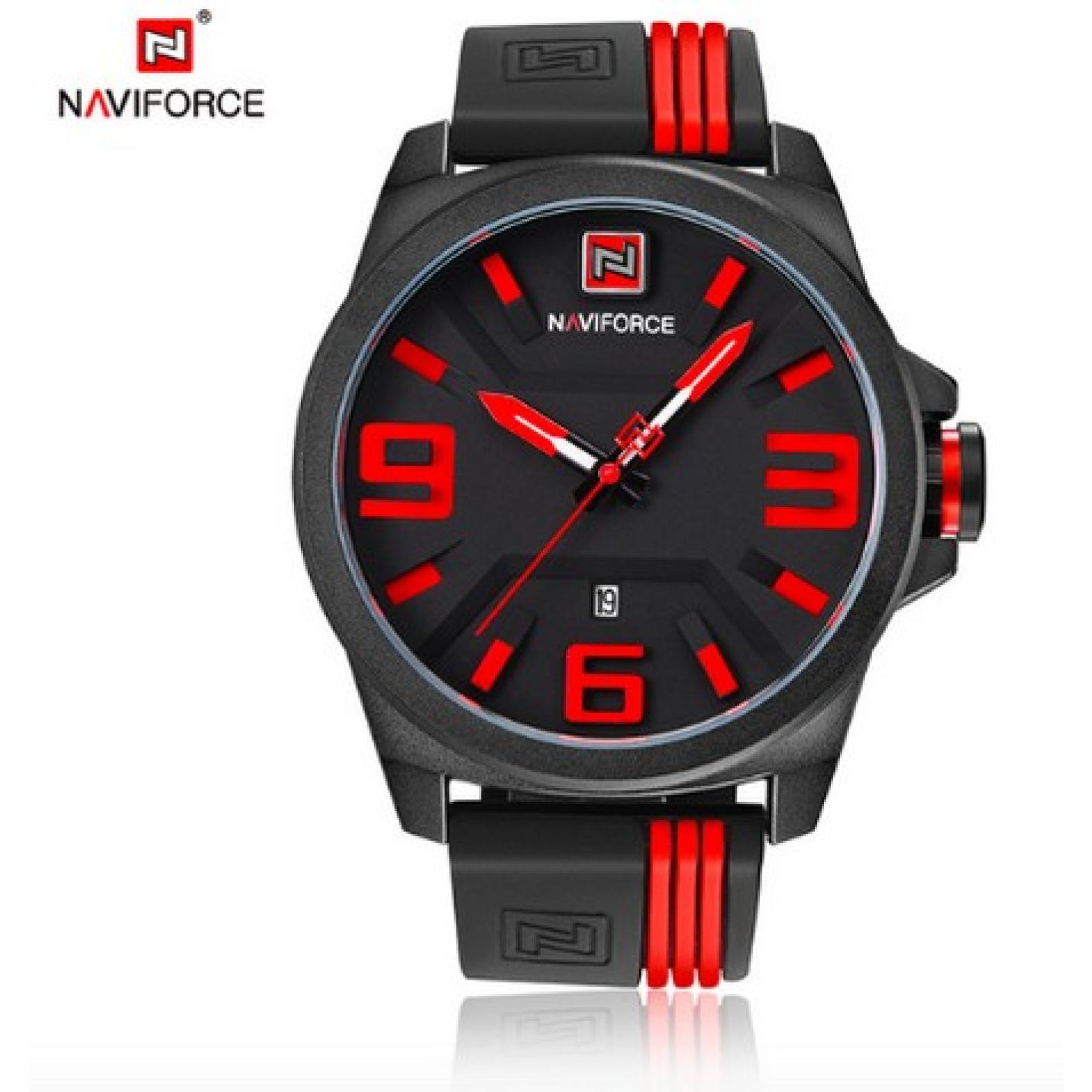 Hidzo Horloge Naviforce H252 47 mm Zwart Rood Inclusief