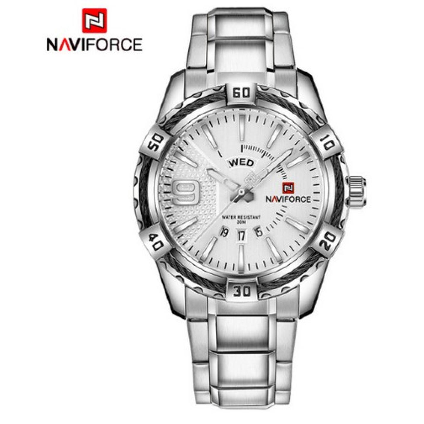 Hidzo Horloge Naviforce H254 ø 47 mm - Zilver - Inclusief horlogedoosje