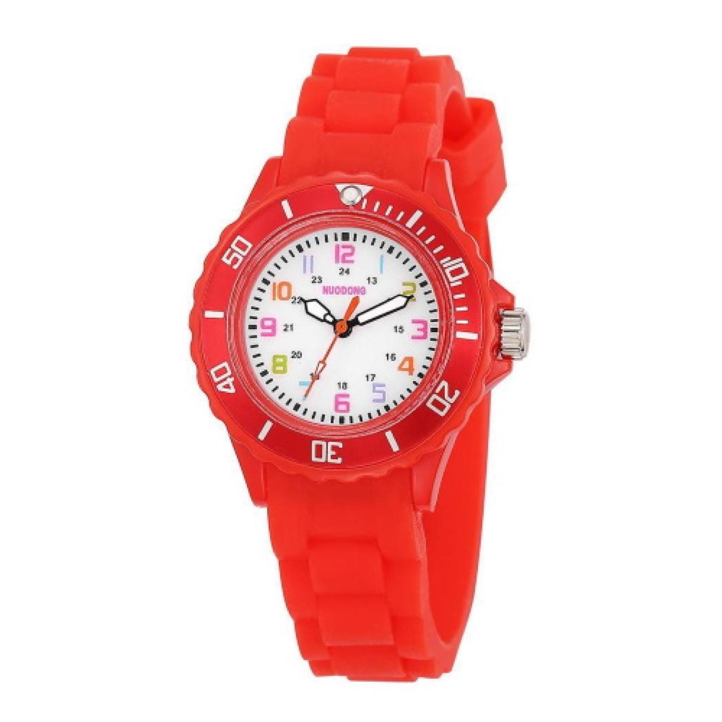 Hidzo Kinderhorloge - Analoog - Rood - Siliconen