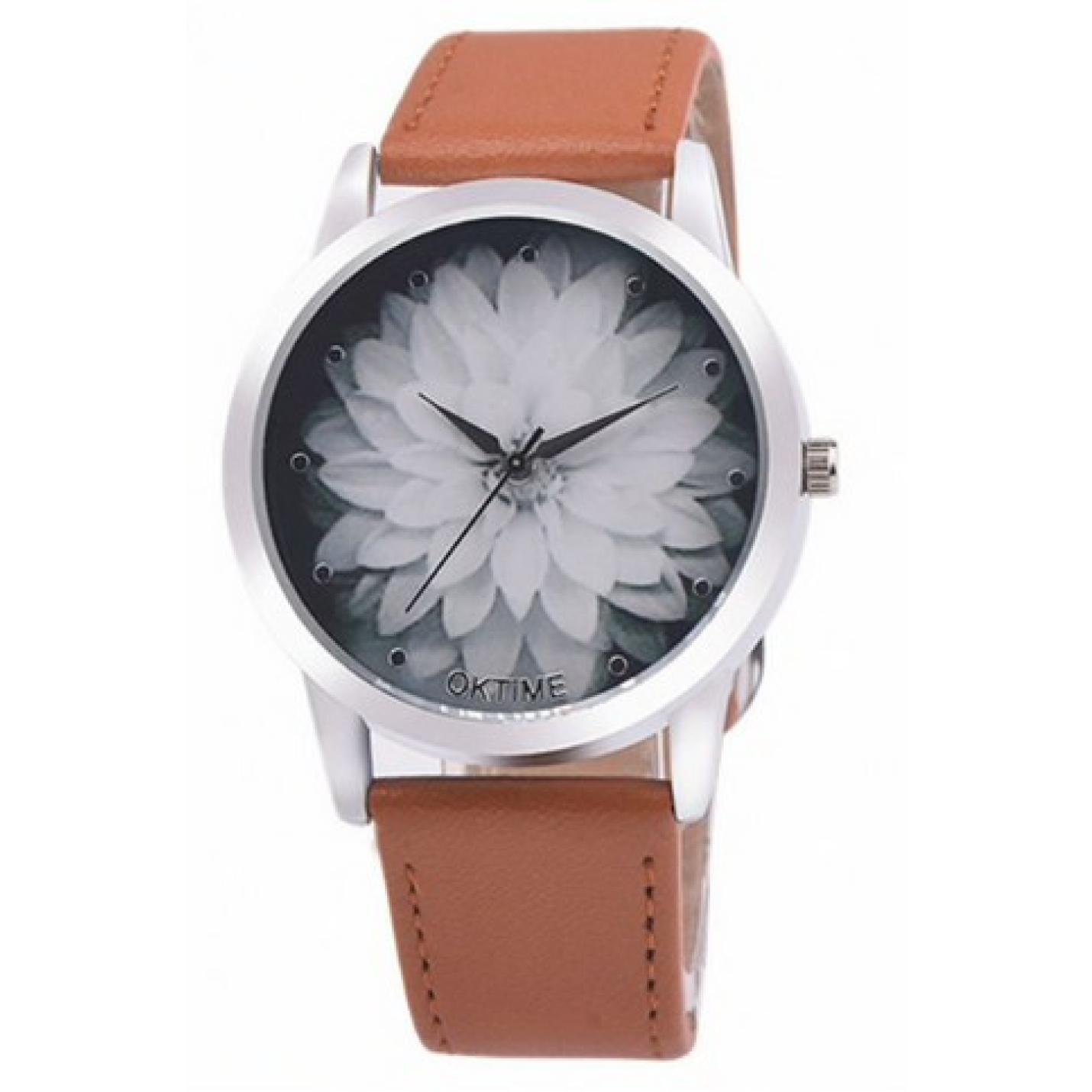 Hidzo Horloge Oktime  ø 37 mm - Licht Bruin - Kunstleer