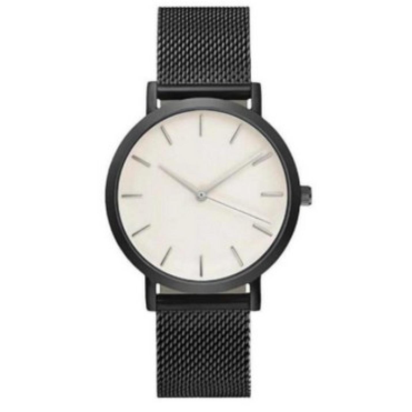 Hidzo Horloge Relogio ø 37 mm - Zwart/Wit - Inclusief horlogedoosje