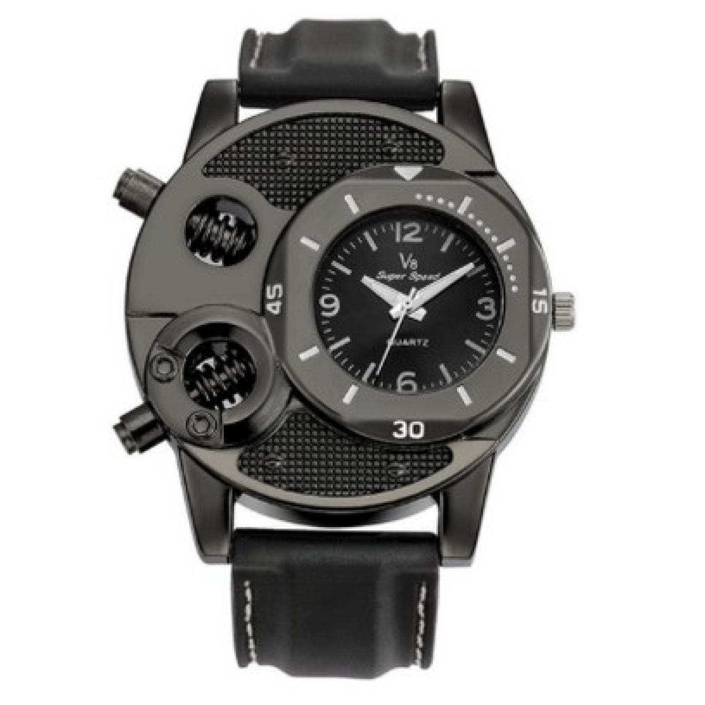 Hidzo Horloge Reloj ø 37 mm - Zwart - Inclusief horlogedoosje
