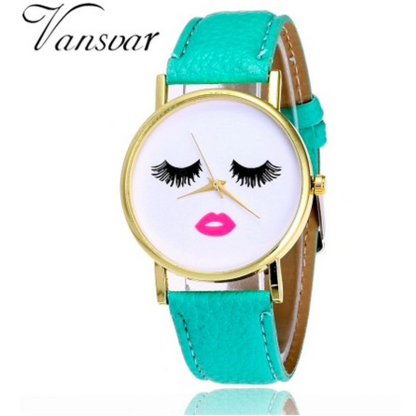 Hidzo Horloge Vansvar ø 37 mm - Turquoise - Kunstleer