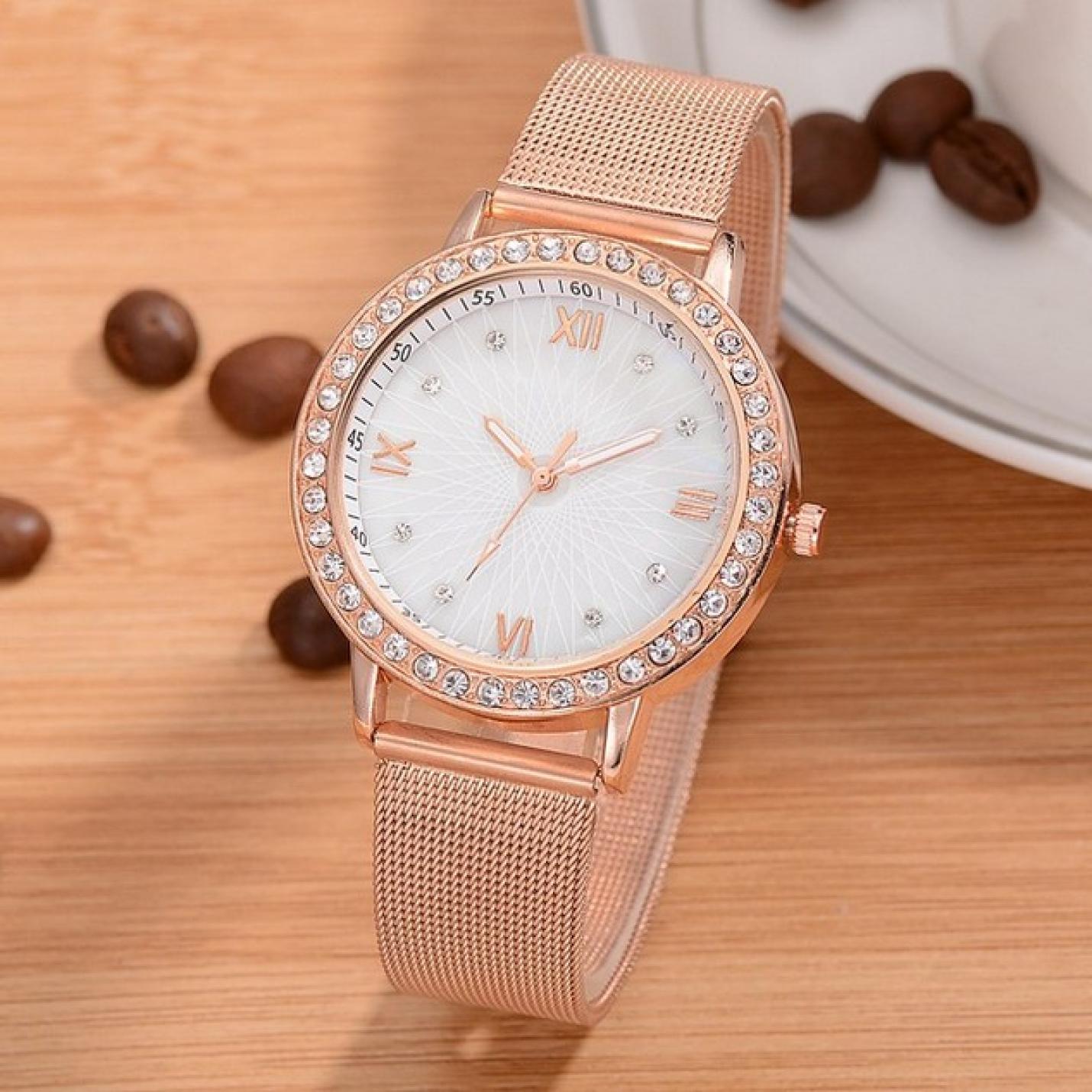 Hidzo Horloge Relogio Feminino ø 37 mm - Rose-Goud - Inclusief horlogedoosje