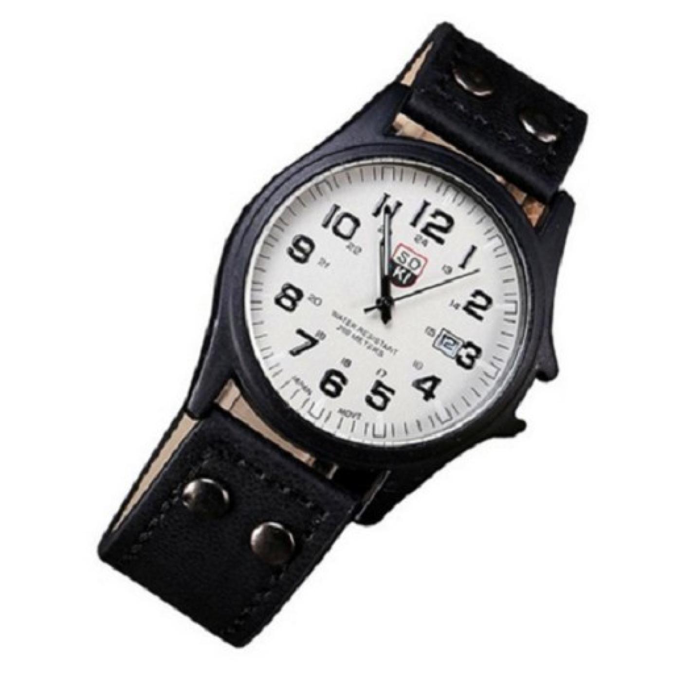 Hidzo Horloge Soki ø 37 mm - Zwart - Kunstleer