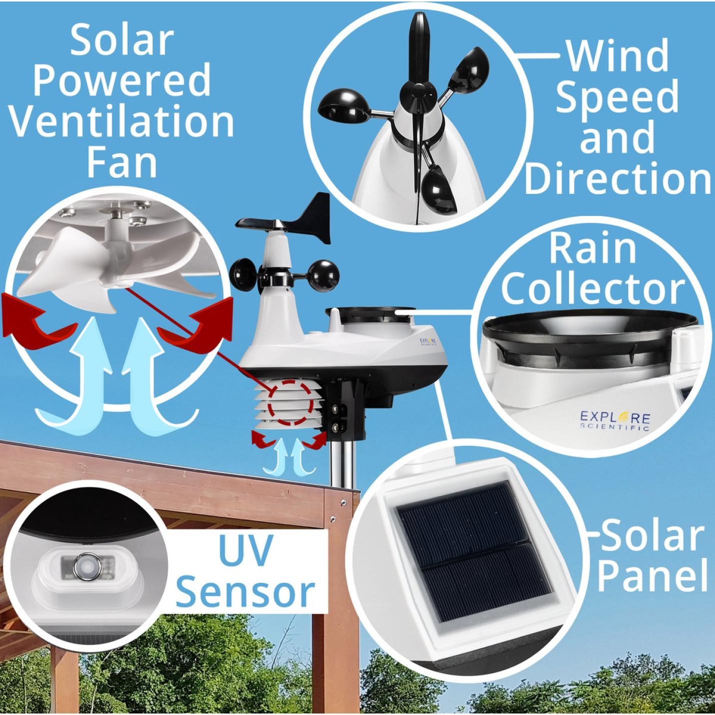 Explore Scientific WSX3001 Pro WIFI Weather Center 7-in-1 12