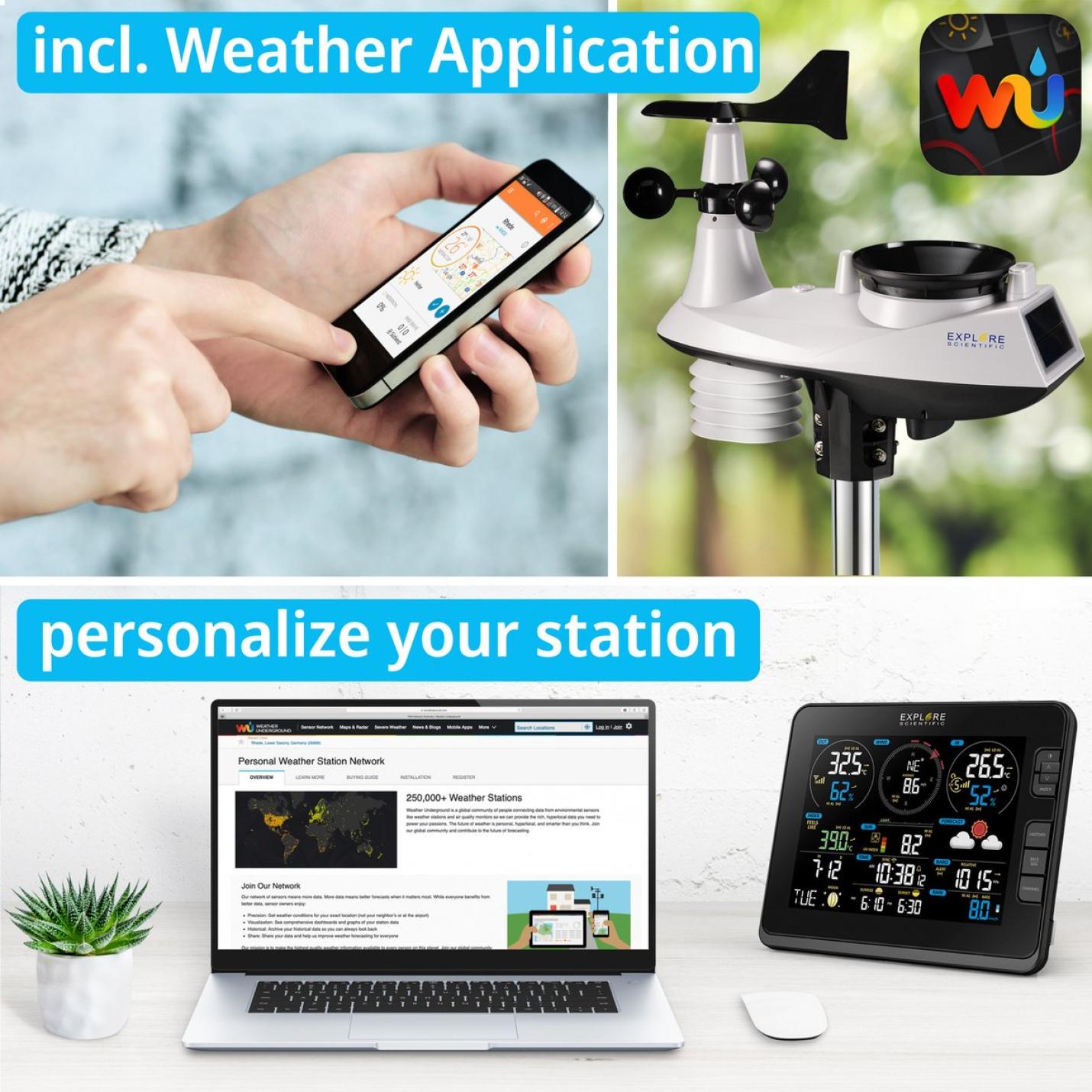 Explore Scientific WSX3001 Pro WIFI Weather Center 7-in-1 16