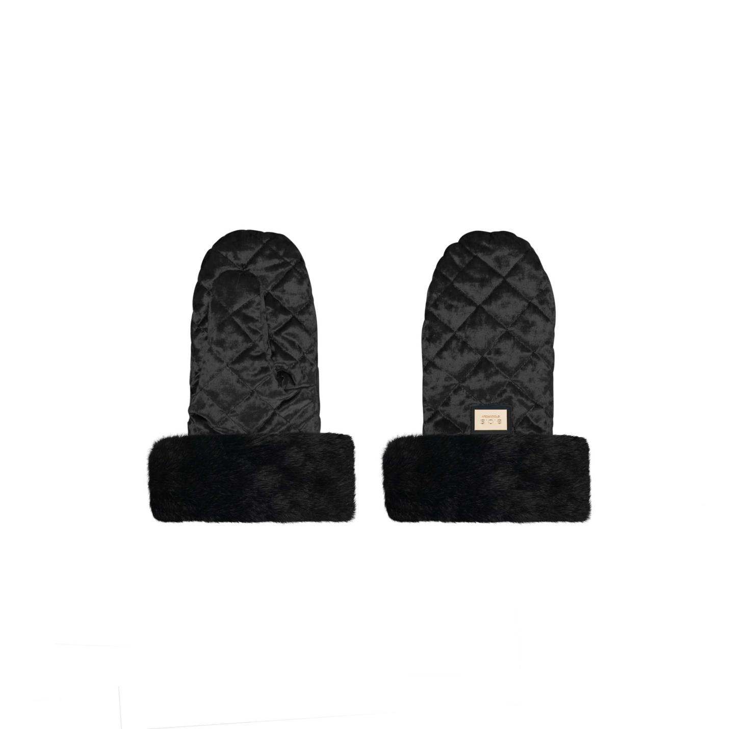 Luxe zwarte velvet kinderwagen handschoenen