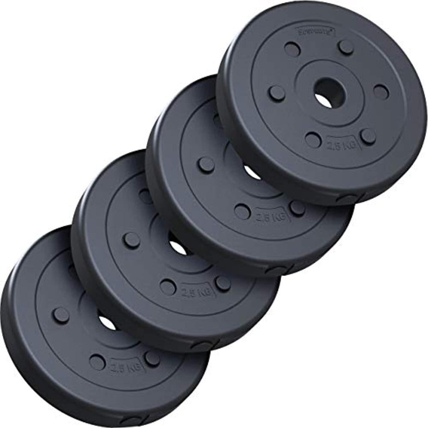 Halterschijven set 10 kg, Kunststof, 30 mm, 4 x 2,5 kg, Gewichten, Fitness 