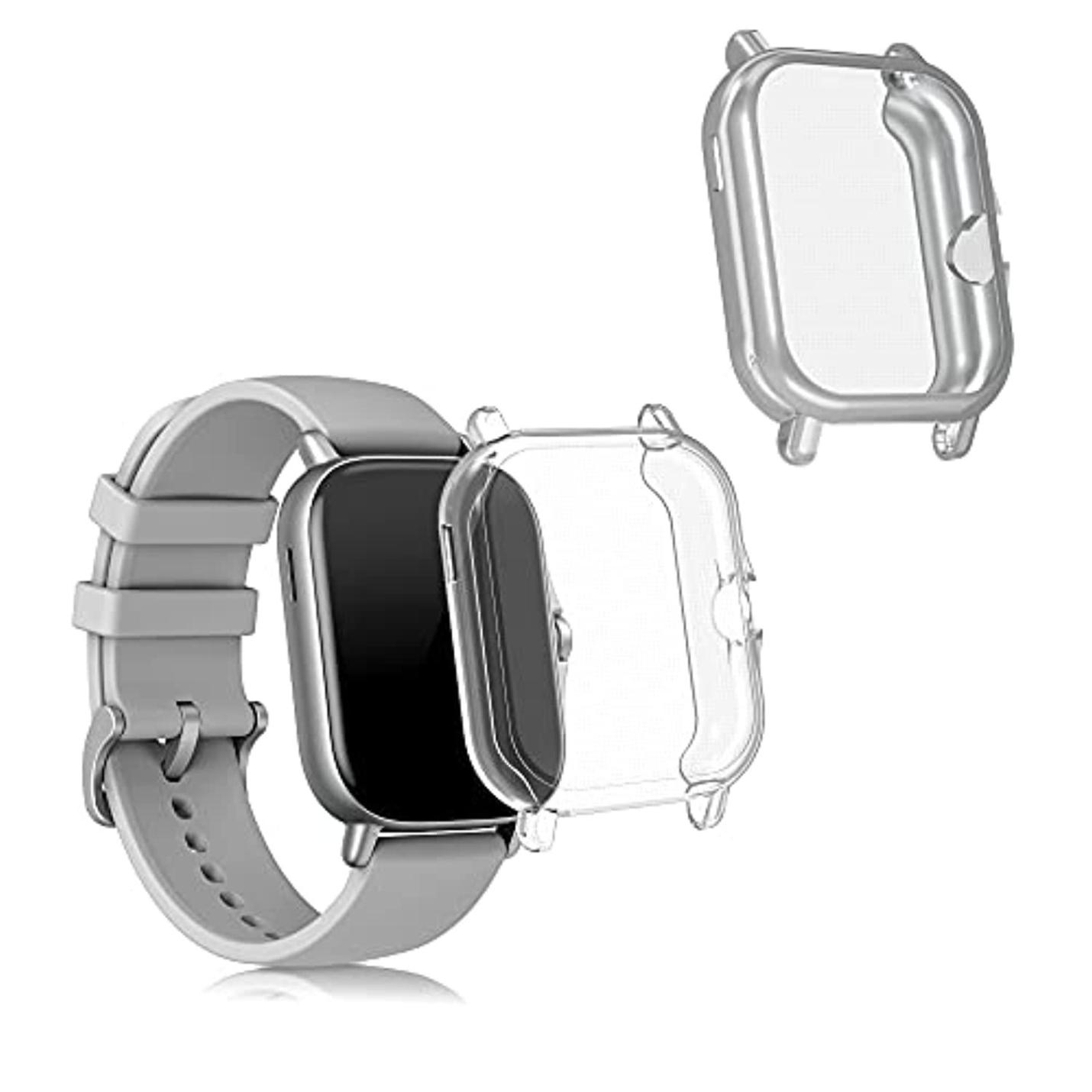 Hoesje Compatibel met Huami Amazfit GTS 22e (Set van 2) - Smart WatchFitness Tracker Cover - ZilverTransparant