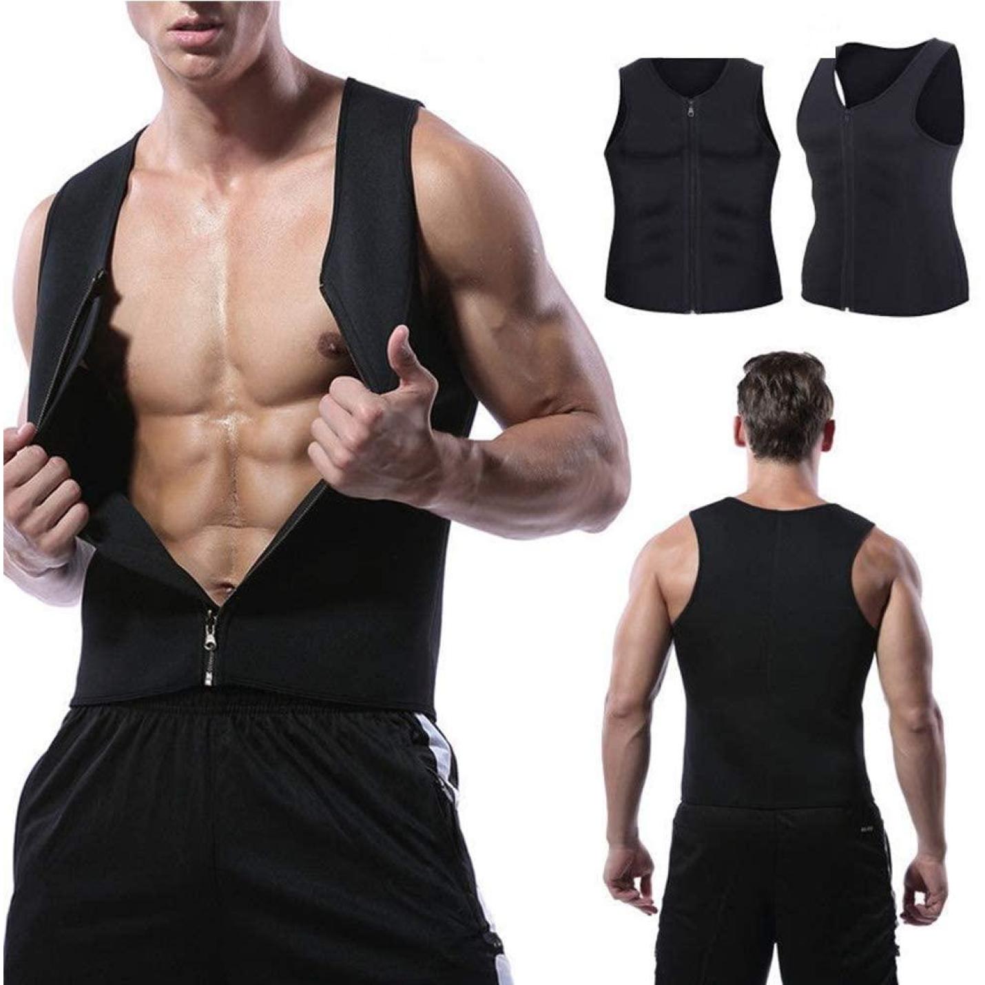 Body-Shaper, gewichtsverlies, sauna-zweet-body shaper voor heren, fitness, zwart Zwart  3XL