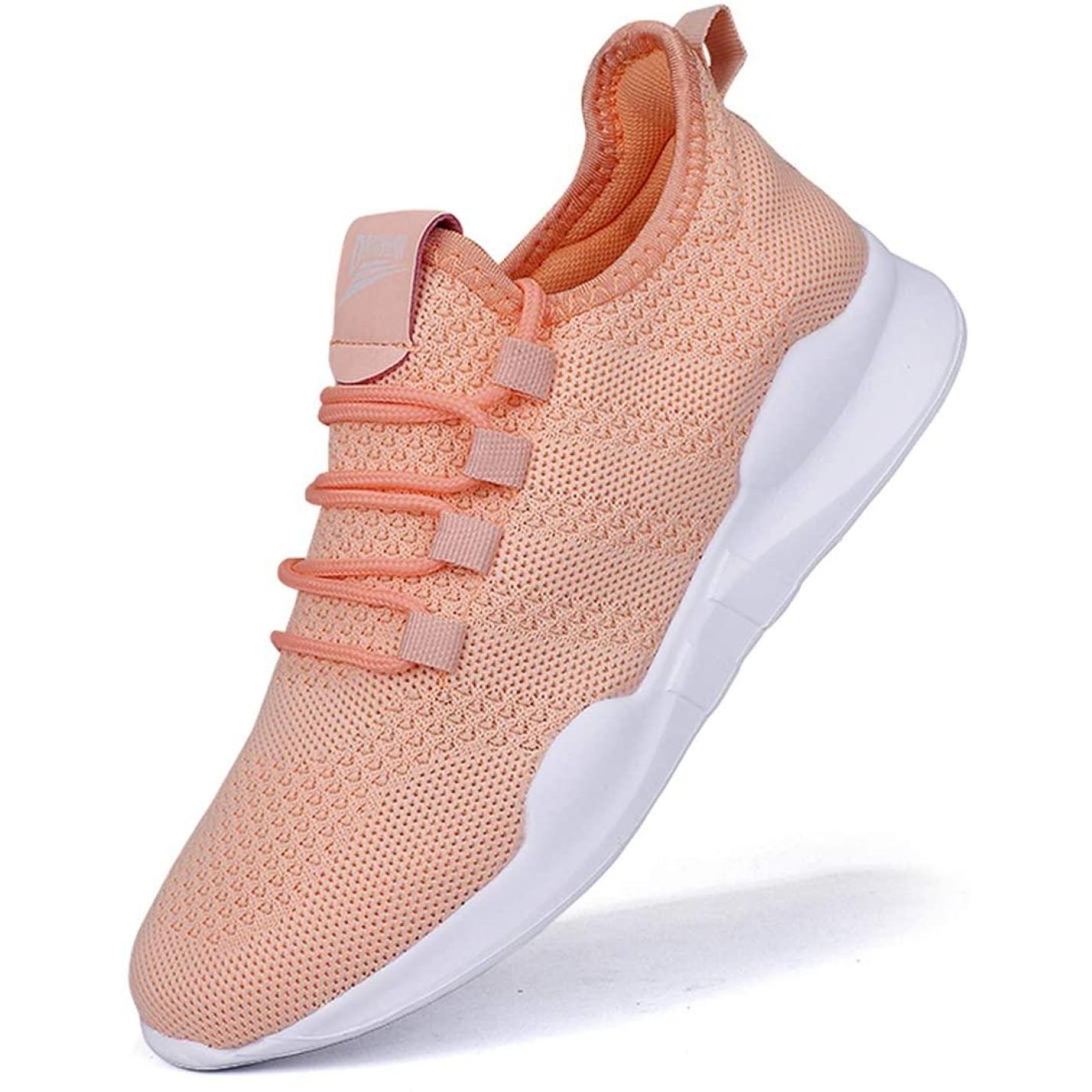 Hardloopschoenen voor dames, gymschoenen, sportschoenen, sneakers, hardlopen, tennis, schoenen, vrije tijd, straatloopschoenen, modieus, lichtgewicht, ademend, wandelschoenen, outdoor, fitness, joggen, sportschoenen 42 EU  G Oranje Roze