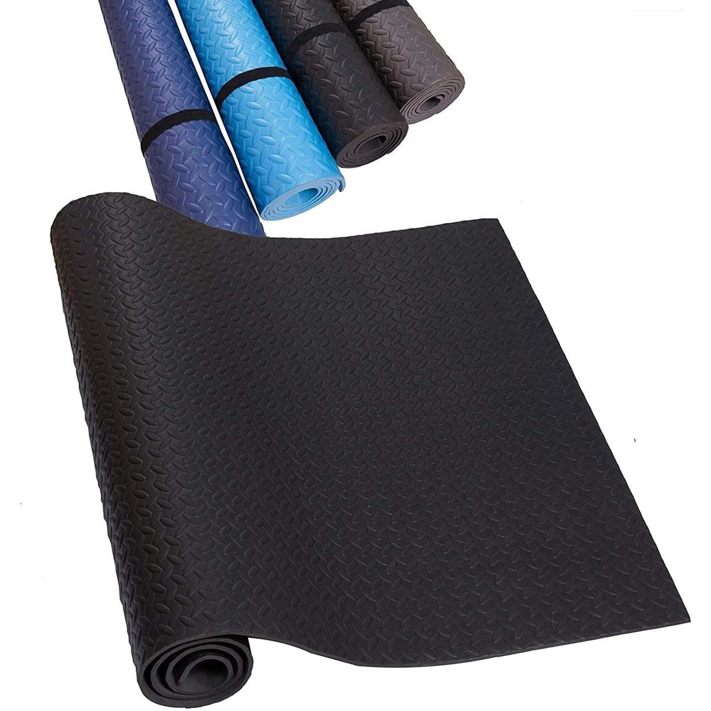 Fitness- en sportmatten voor yoga, gym, loopbanden, bodybuilding, crosstrainer en spinningfiets - antislip en isolatie - vloerbeschermingsmat voor fitnessruimte Zwart 200x100cm