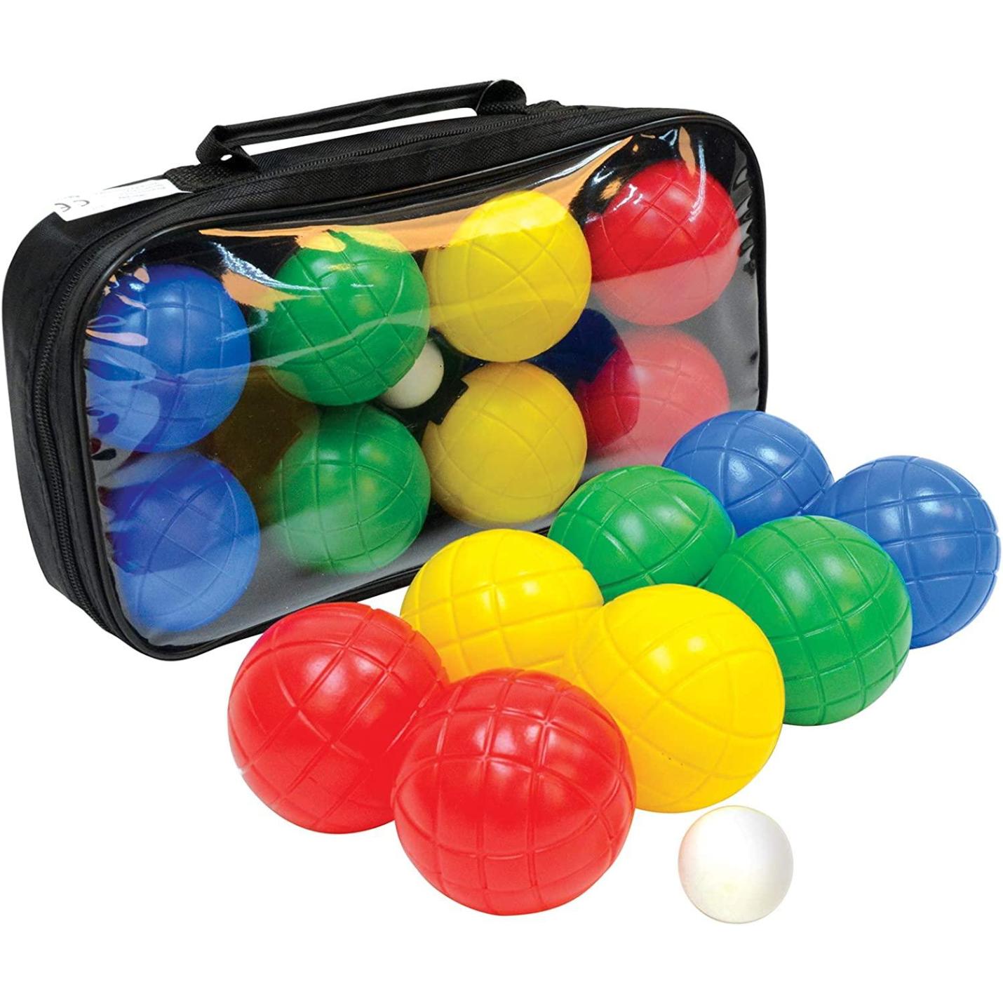 Boccia set, 4x 2 kunststof bollen, 1x doelkogel, in hersluitbare draagtas, Jeu-de-boules One size  Kleur gesorteerd.