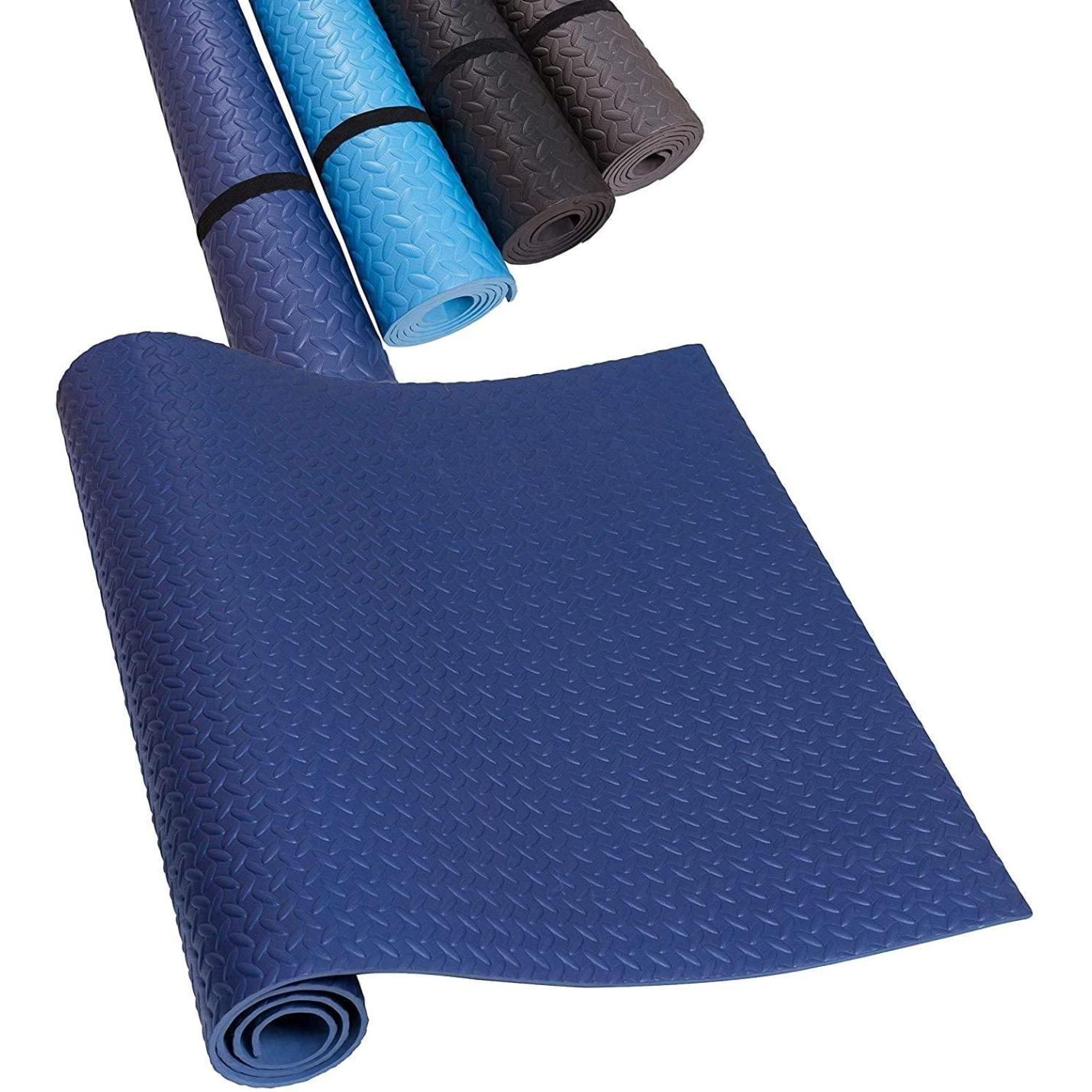 Fitness- en sportmatten voor yoga, gym, loopbanden, bodybuilding, crosstrainer en spinningfiets - antislip en isolatie - vloerbeschermingsmat voor fitnessruimte Donkerblauw 200x100cm