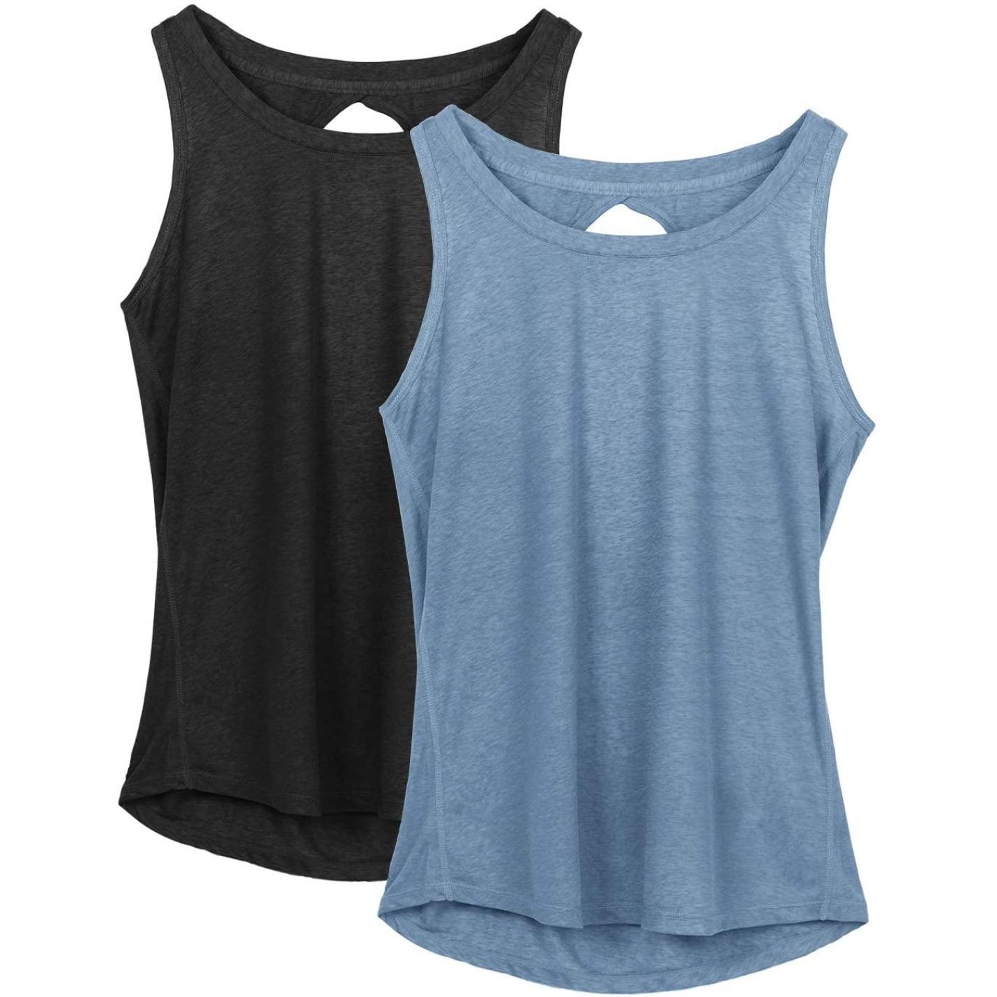 Dames Yoga Sport Tank Top Rugvrij Fitness Top Mouwloos Shirts 2 Pack M  zwartblauw
