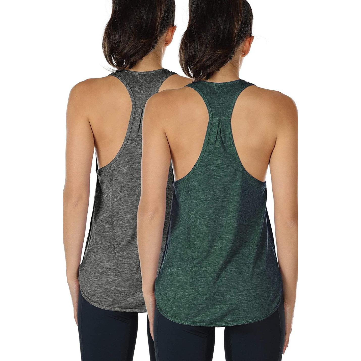 Dames Tanktop Sporttop Racerback Fitness Yoga Mouwloze Shirts, 2-Pack S  CharcoalArmy