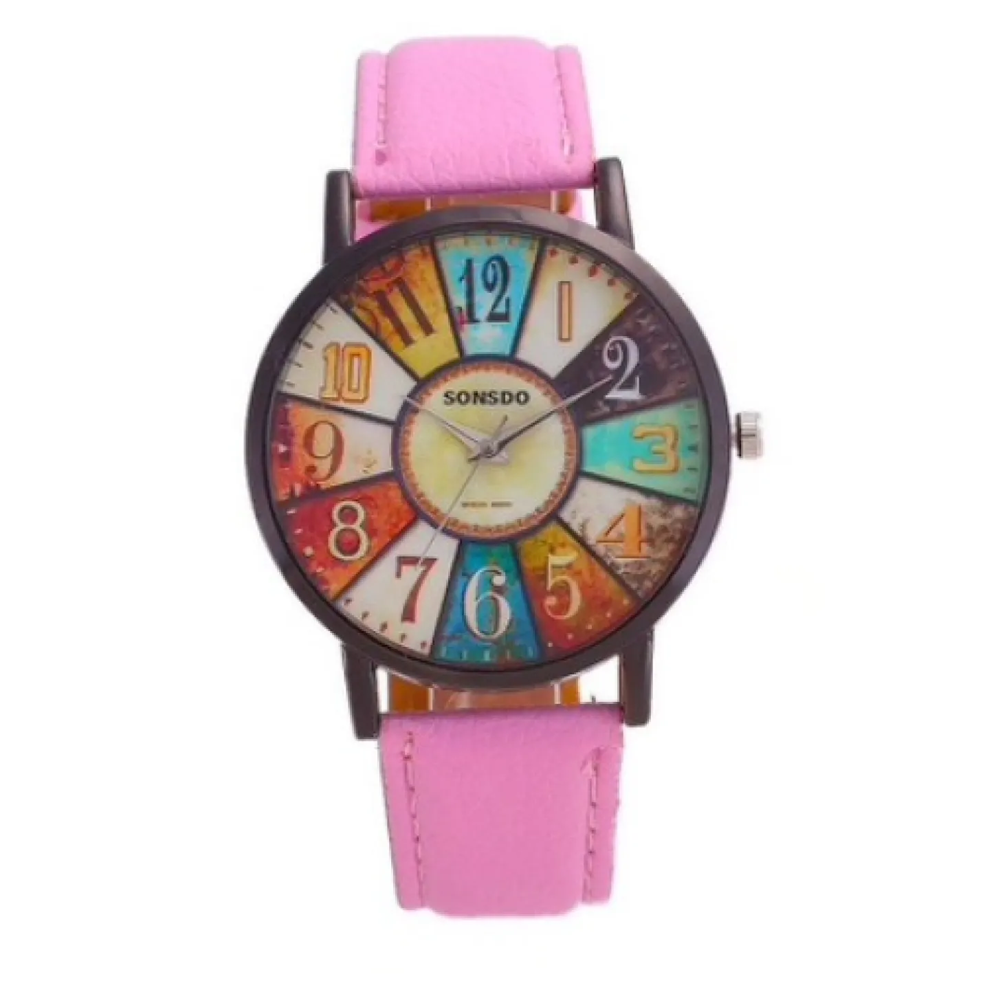 Hidzo Horloge Sonsdo Ø 37 mm - Roze - Kunstleer