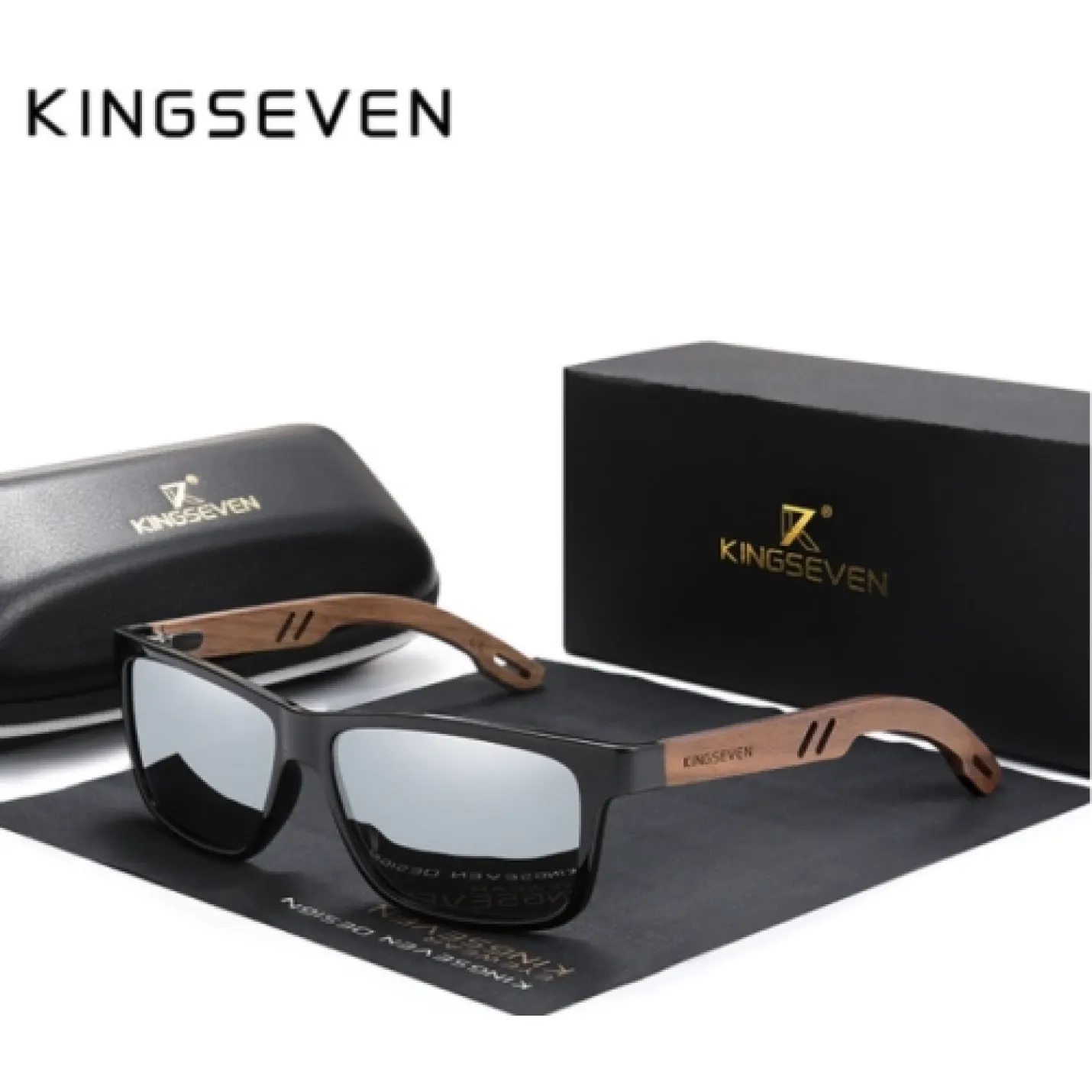 KingSeven Grijs - Zonnebril Heren - Wayfarer met UV400 en polarisatie filter - Z209